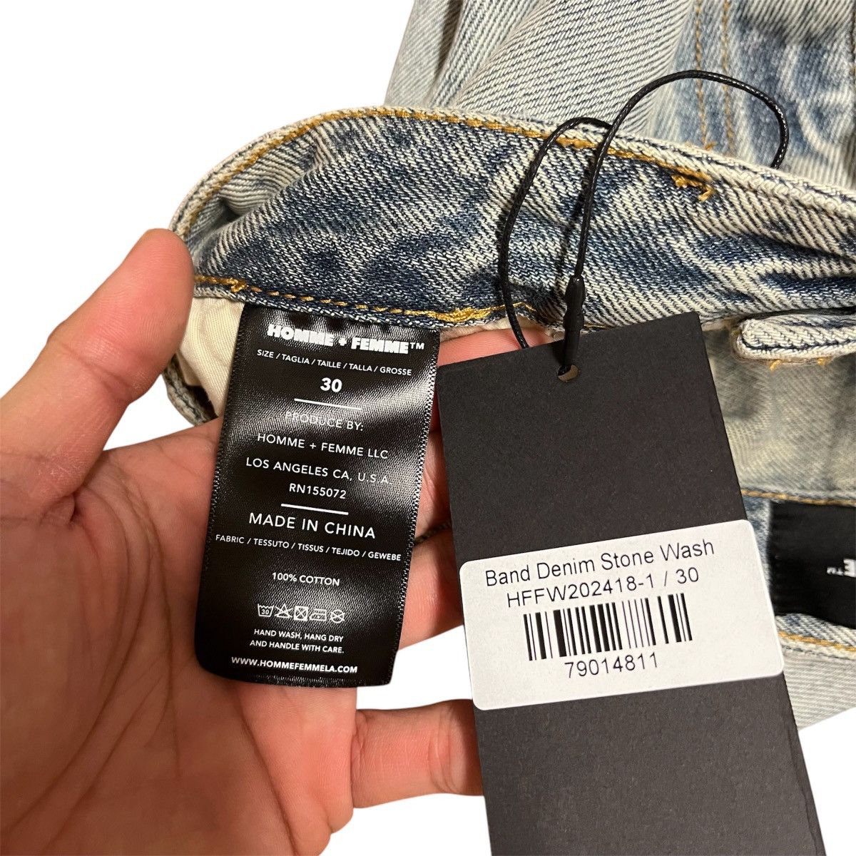Homme + Femme La Homme Femme Band Wash Stone Denim Jeans Size US 30 / EU 46 - 4 Thumbnail
