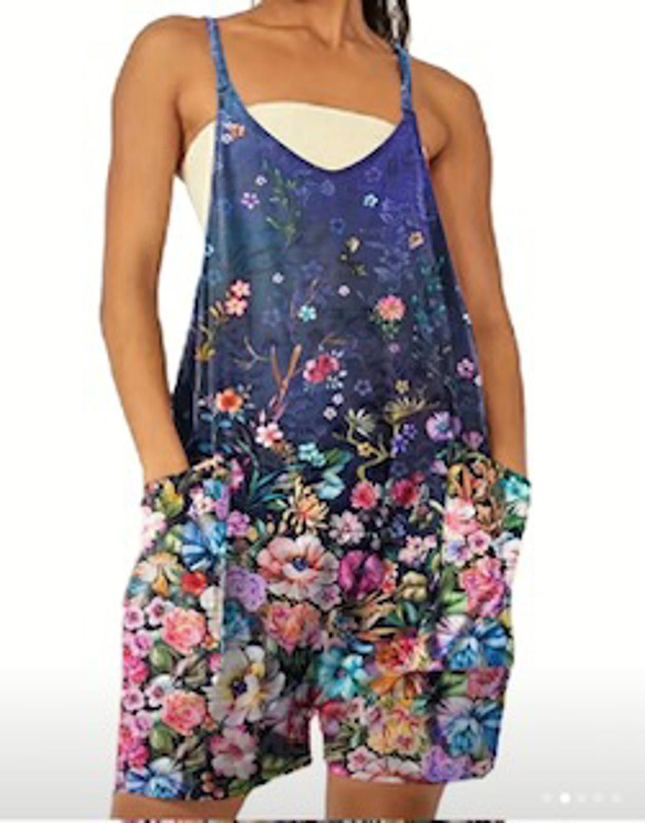 Designer Floral Print Romper Dress with Pockets Size 30" / US 8 / IT 44 - 1 Thumbnail