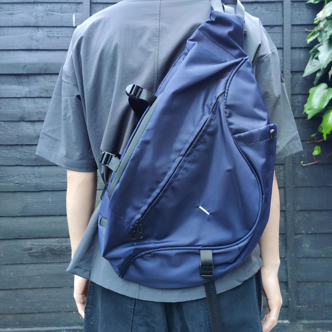 Japanese Navy Technical Waterproof Sling Bag in Blue, Men's