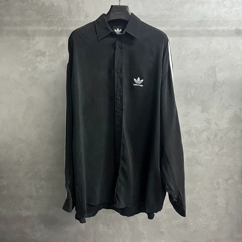Balenciaga Adidas Black Folded Embroidered Logo Collar Long