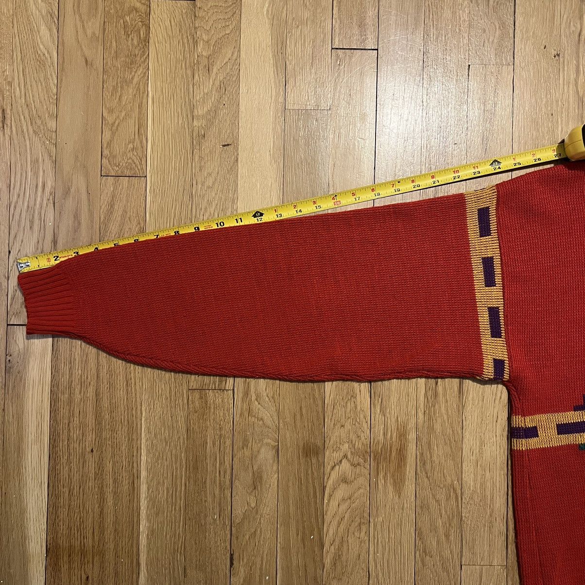 Le TIGRE Vintage Le Tigre Pullover Sweater 80s Aztec Red Large Size US L / EU 52-54 / 3 - 6 Thumbnail