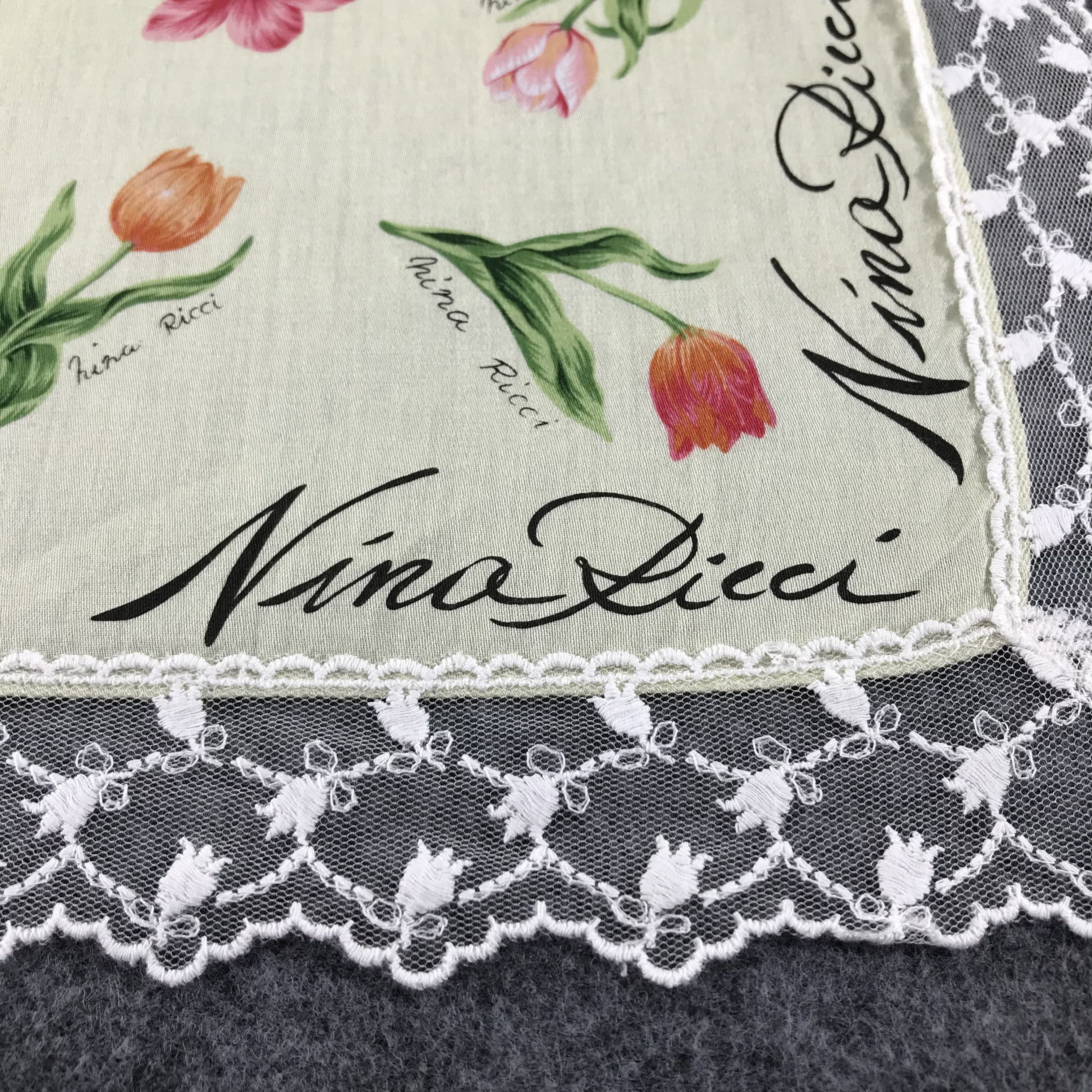 Nina Ricci Nina Ricci Floral Handkerchief Neckerchief Bandana H387 Size ONE SIZE - 4 Thumbnail