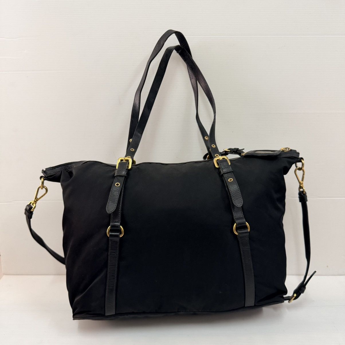 Prada Prada Nylon Black Large Tote Shoulder Bag Size ONE SIZE - 2 Thumbnail