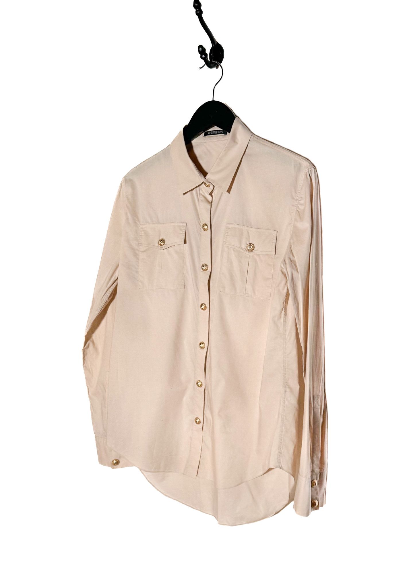 Balmain Balmain Beige Nude Lion Buttoned Light Cotton Shirt Size M / US 6-8 / IT 42-44 - 2 Thumbnail
