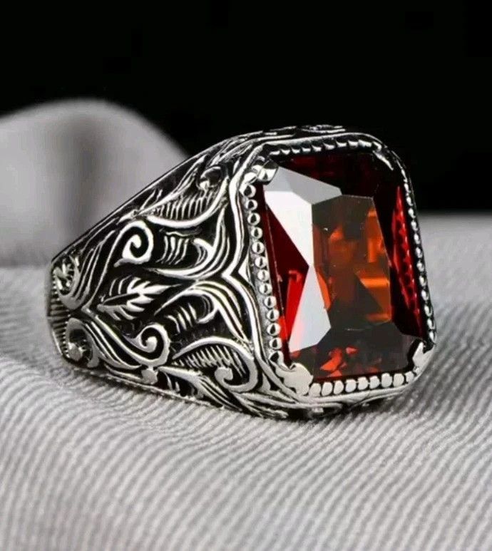 Other Turkish Signet Ring For Men Ancient Zircon Inlay Size 10 Size ONE SIZE - 6 Thumbnail
