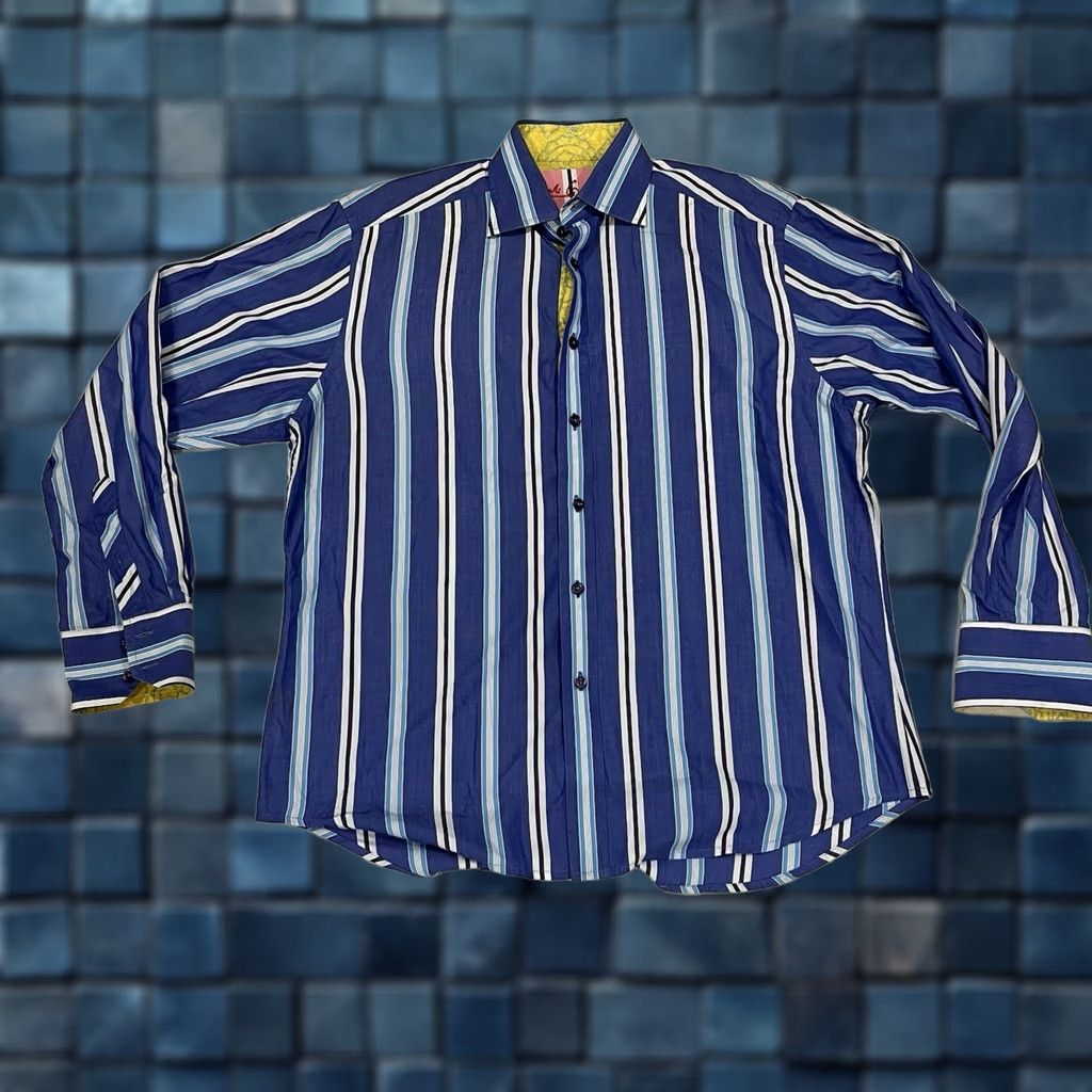 Robert Graham Robert Graham Shirt Large Blue Striped Classic Fit Button-Up Long Sleeve Mens L Size US L / EU 52-54 / 3 - 1 Thumbnail