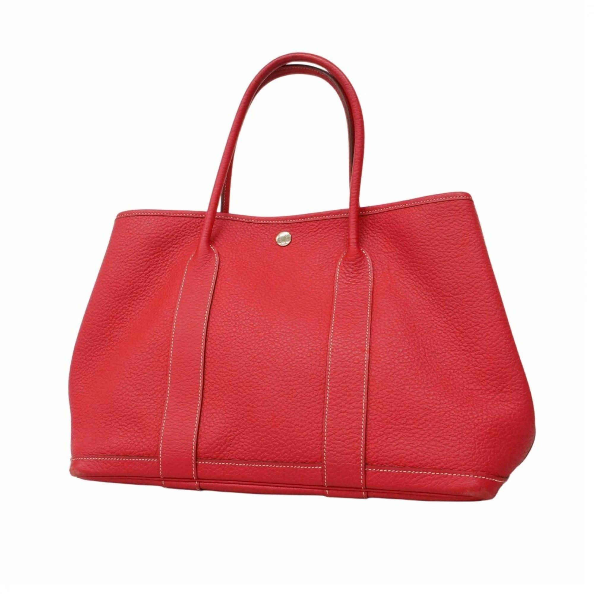 Hermes Tote Bag Garden Pm Country Rouge Kazak P Engraved Ladies, Women's