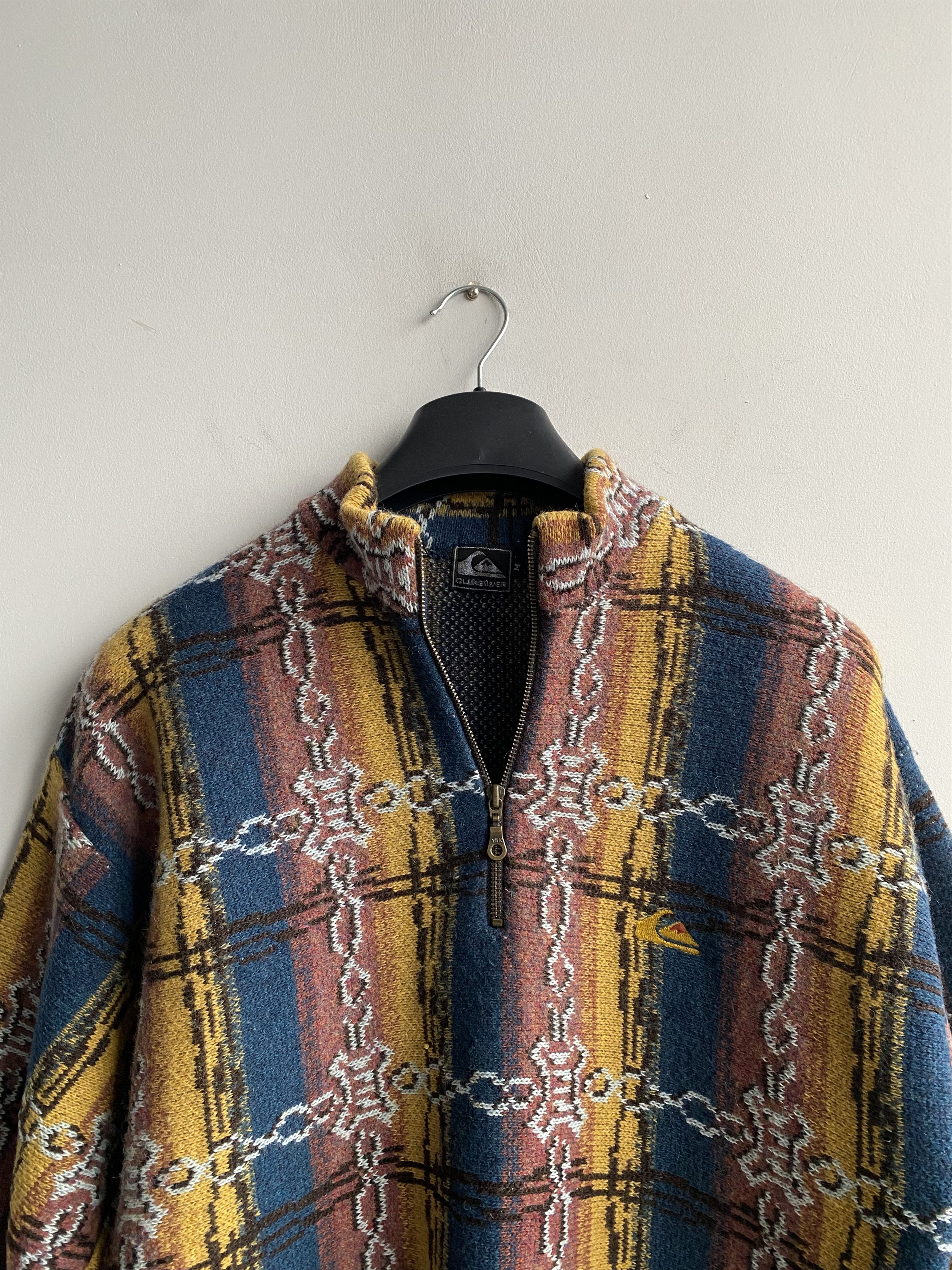 Quiksilver × Vintage Vintage 80s Rare Quiksilver Half Zip Knitting Jacket Size US M / EU 48-50 / 2 - 6 Thumbnail