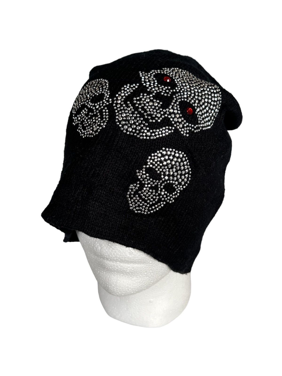 punk skull rhinestone beanie 💀Vintage XFRM BLACK ROCK Punk