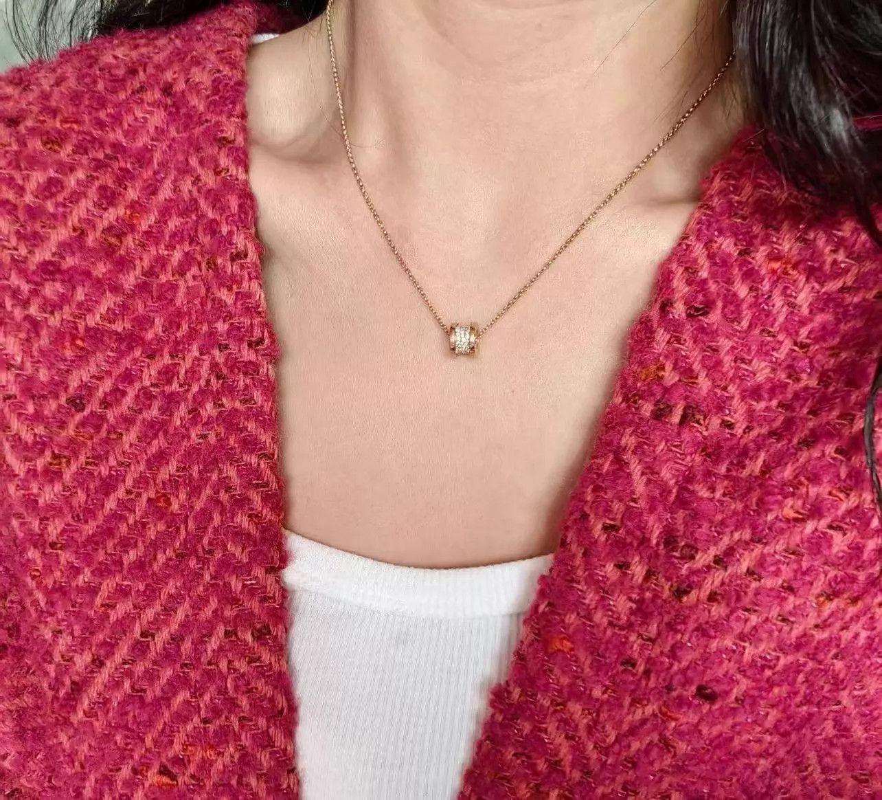 Bvlgari BVLGARI RoseGold FullDiamond SlimWaist Necklace M396 Size ONE SIZE - 5 Thumbnail