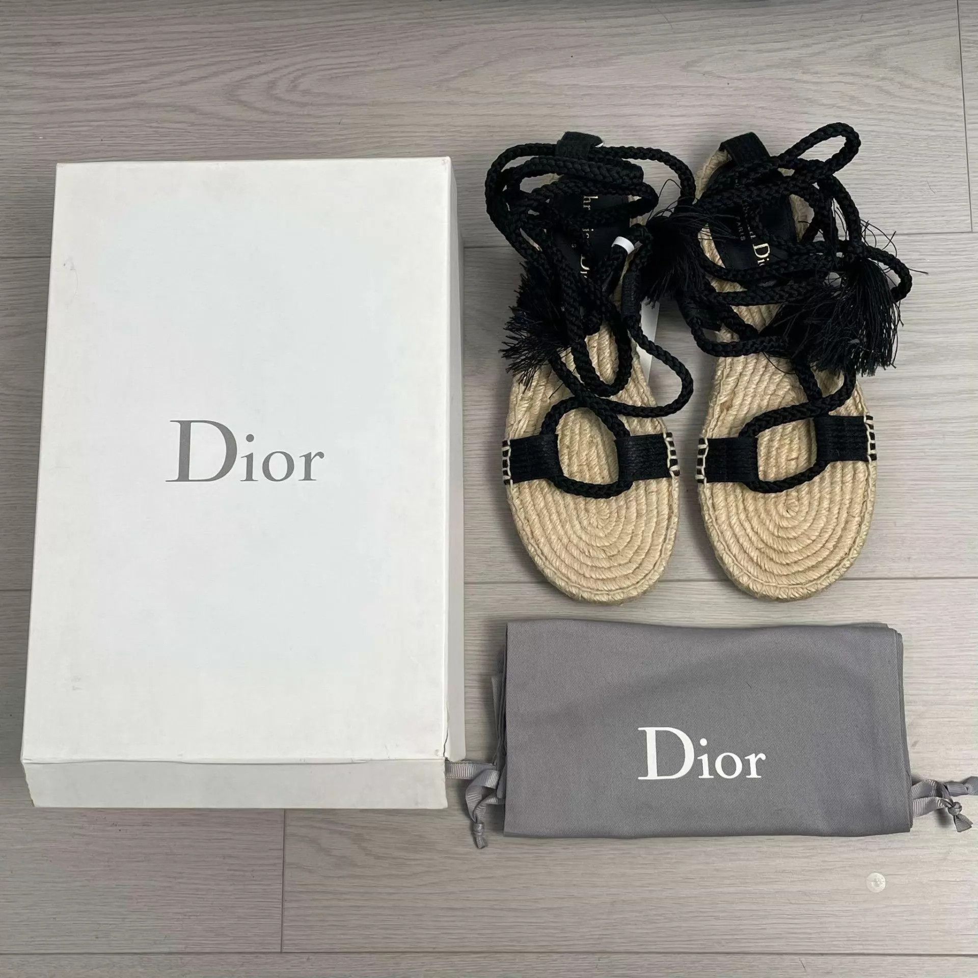 Dior Dior strappy woven black sandals 39 9/10 Size US 8.5 / IT 38.5 - 1 Thumbnail