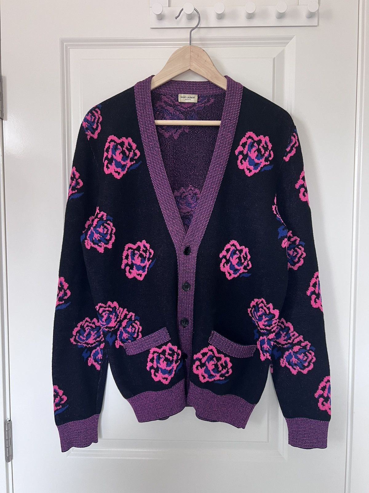 Hedi Slimane × Saint Laurent Paris Saint Laurent Rose Knit Cardigan, Size M Size US M / EU 48-50 / 2 - 3 Thumbnail
