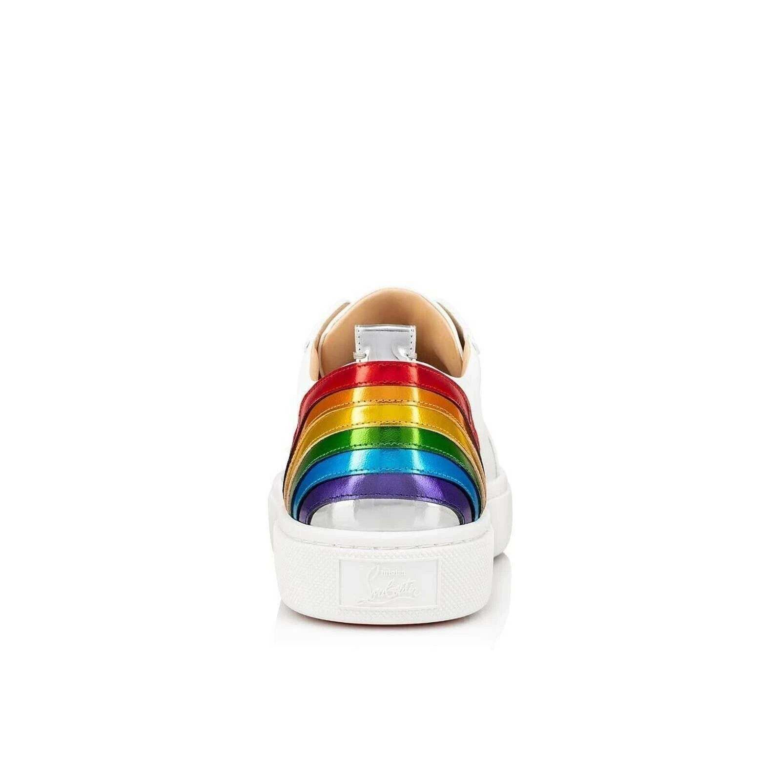 Christian Louboutin Christian Louboutin White Rainbow Lace Up Low Top Sneaker 40 Size US 10 / IT 40 - 10 Thumbnail