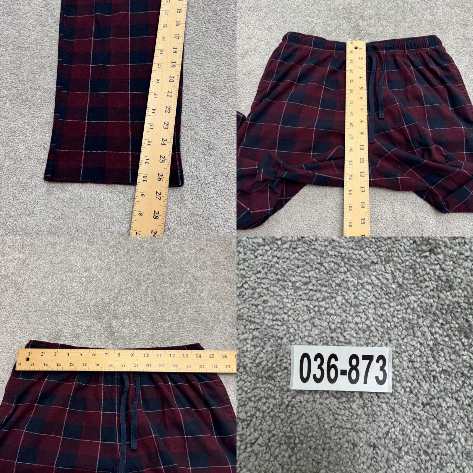 Nautica Nautica Pajama Pants Mens Small Plaid Fleece Loungewear Sleepwear Maroon Blue Size US 29 - 9 Thumbnail