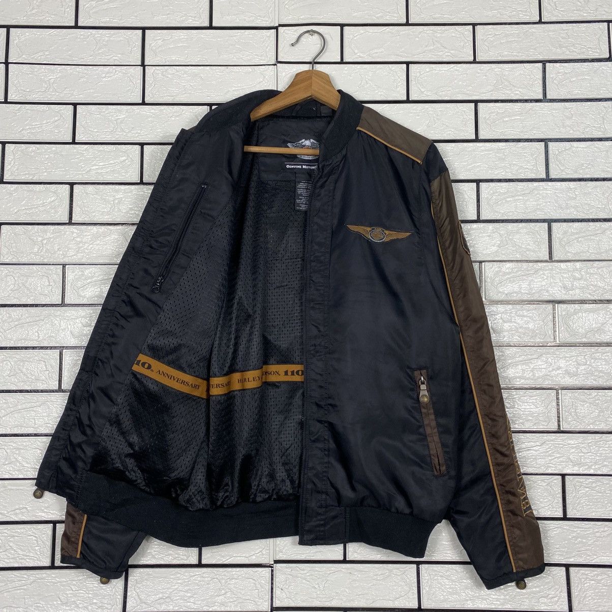 Harley Davidson 📌Vintage Biker Jacket Harley Davidson Spell Out Big Logo Size US S / EU 44-46 / 1 - 12 Thumbnail