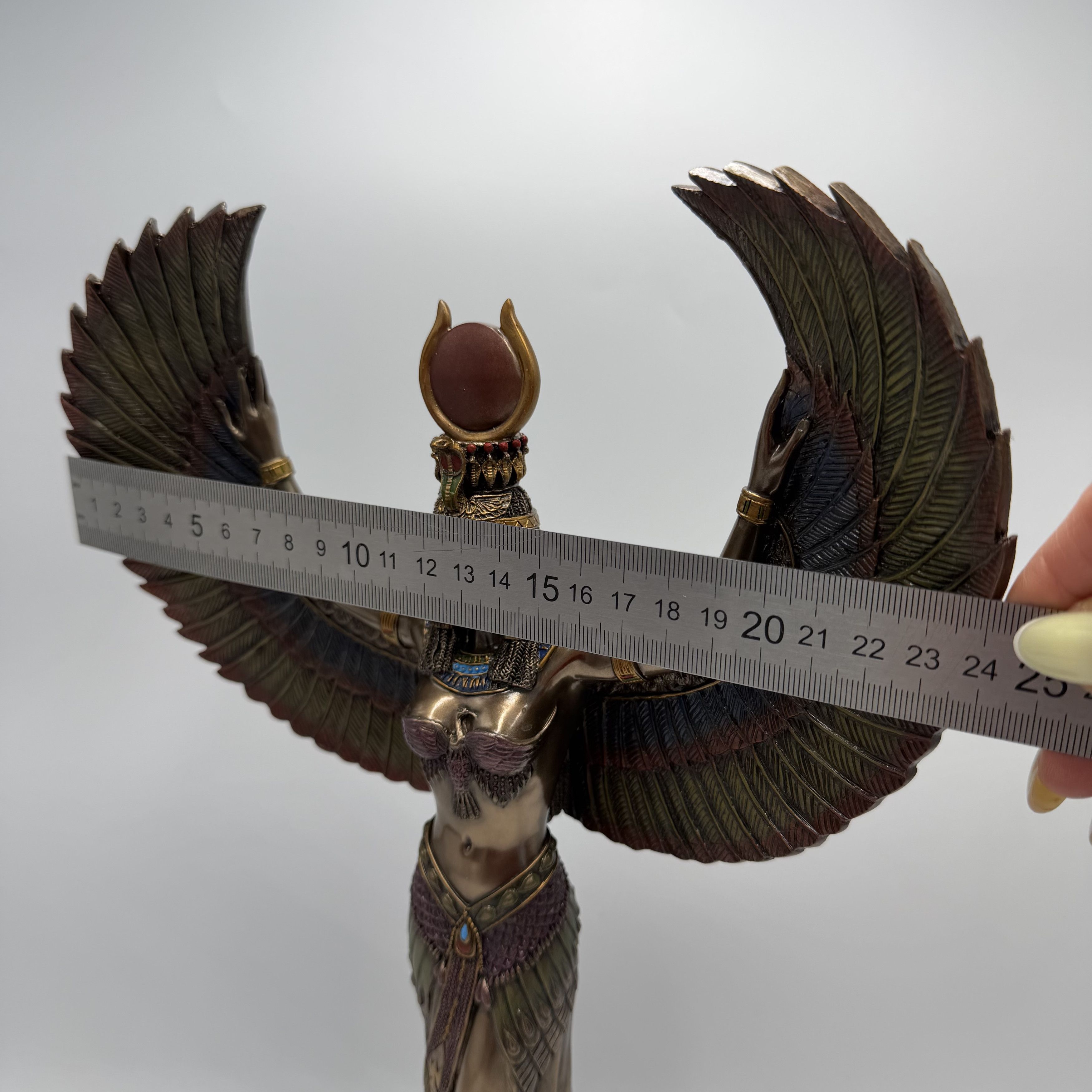 Vintage Isis Goddess Statue Bronze Finish Egyptian Winged Figurine Size ONE SIZE - 7 Thumbnail