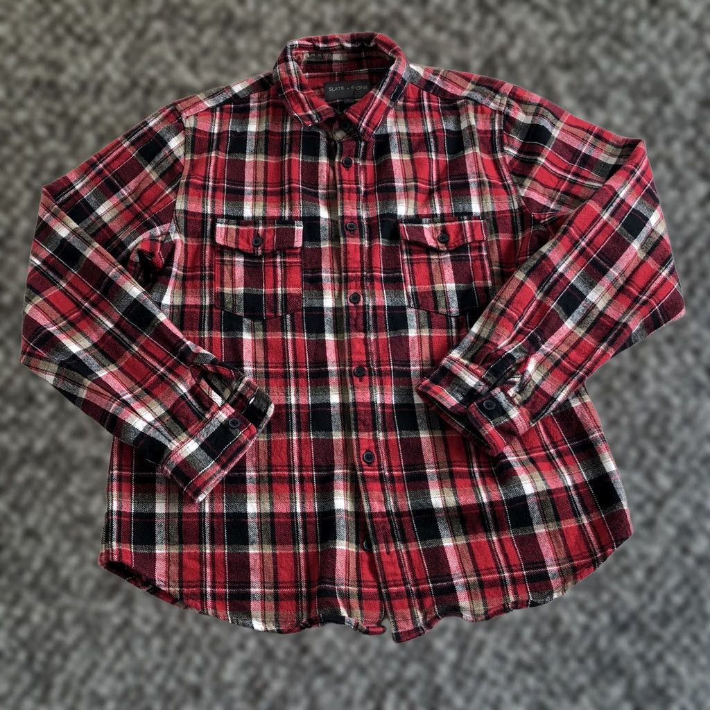 Vintage VINTAGE Slate and Stone Heavy Flannel Shirt Shacket Red Plaid Mens Size Large Size US L / EU 52-54 / 3 - 1 Thumbnail