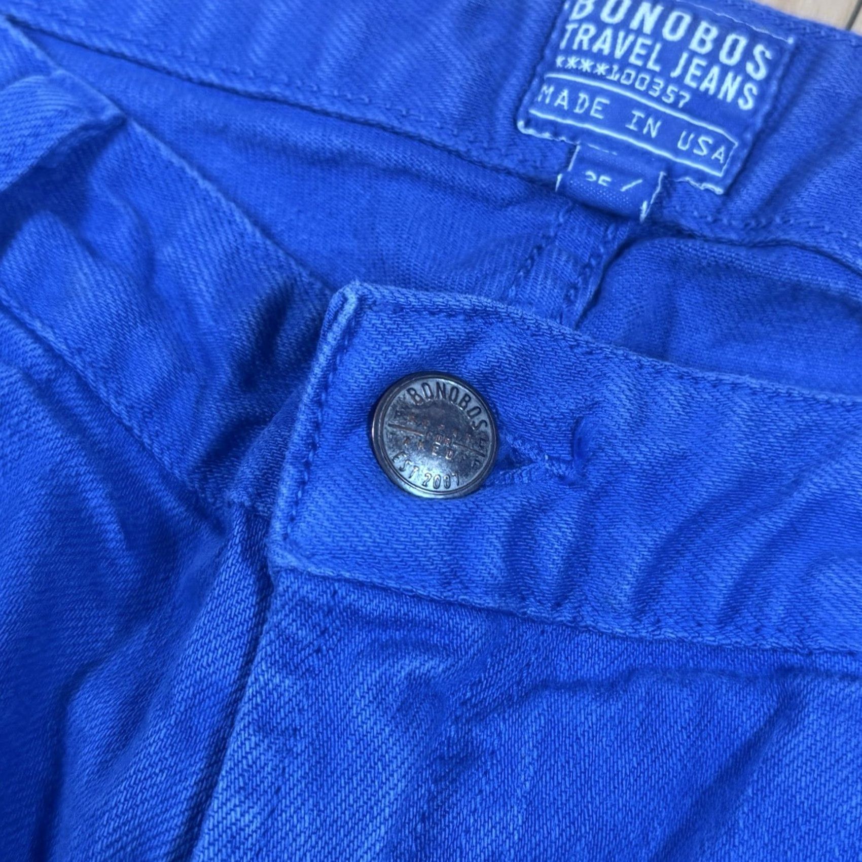 Bonobos Bonobos Jeans Mens 35x34 Travel Jeans Blue Stretch USA Made Straight Casual Distressed? No Size US 35 - 6 Thumbnail