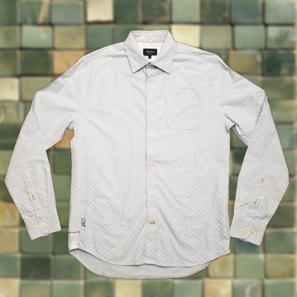 Pepe Jeans Pepe Jeans Shirt Mens M Blue Geometric Button-Down Long Sleeve Casual London Size US M / EU 48-50 / 2 - 1 Thumbnail