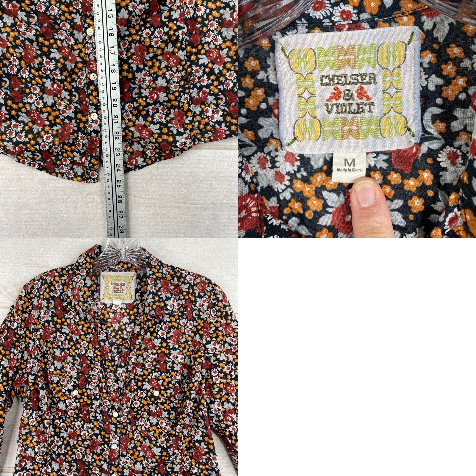 Vintage Chelsea & Violet Blouse Womens M Brown Floral Button Up 3/4 Sleeve Boho Prairie Shirt XS? Size M / US 6-8 / IT 42-44 - 8 Thumbnail
