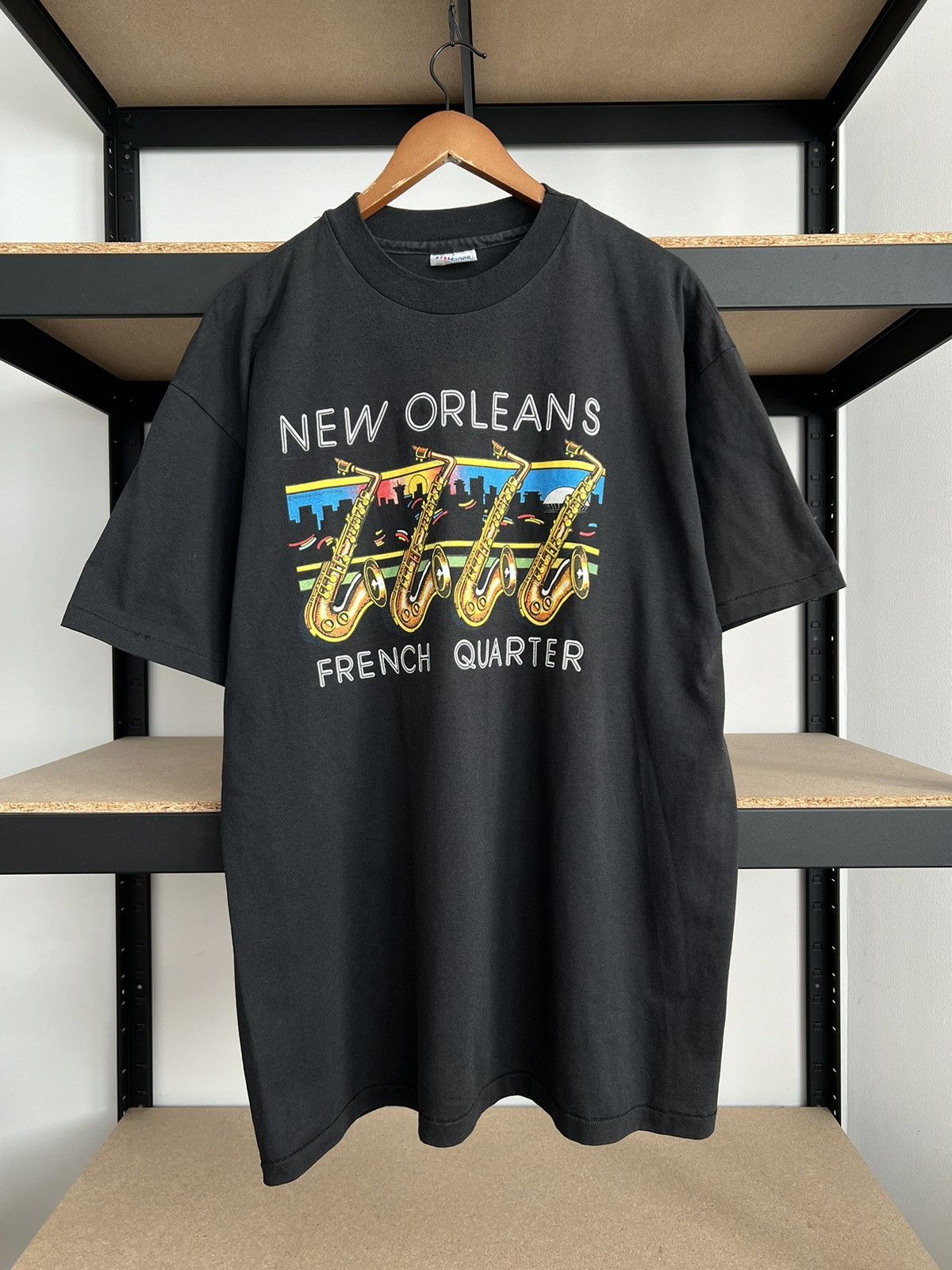 Vintage Vintage 90s New Orleans French Quarter Jazz 80s Black Tshirt Size US XXL / EU 58 / 5 - 3 Thumbnail