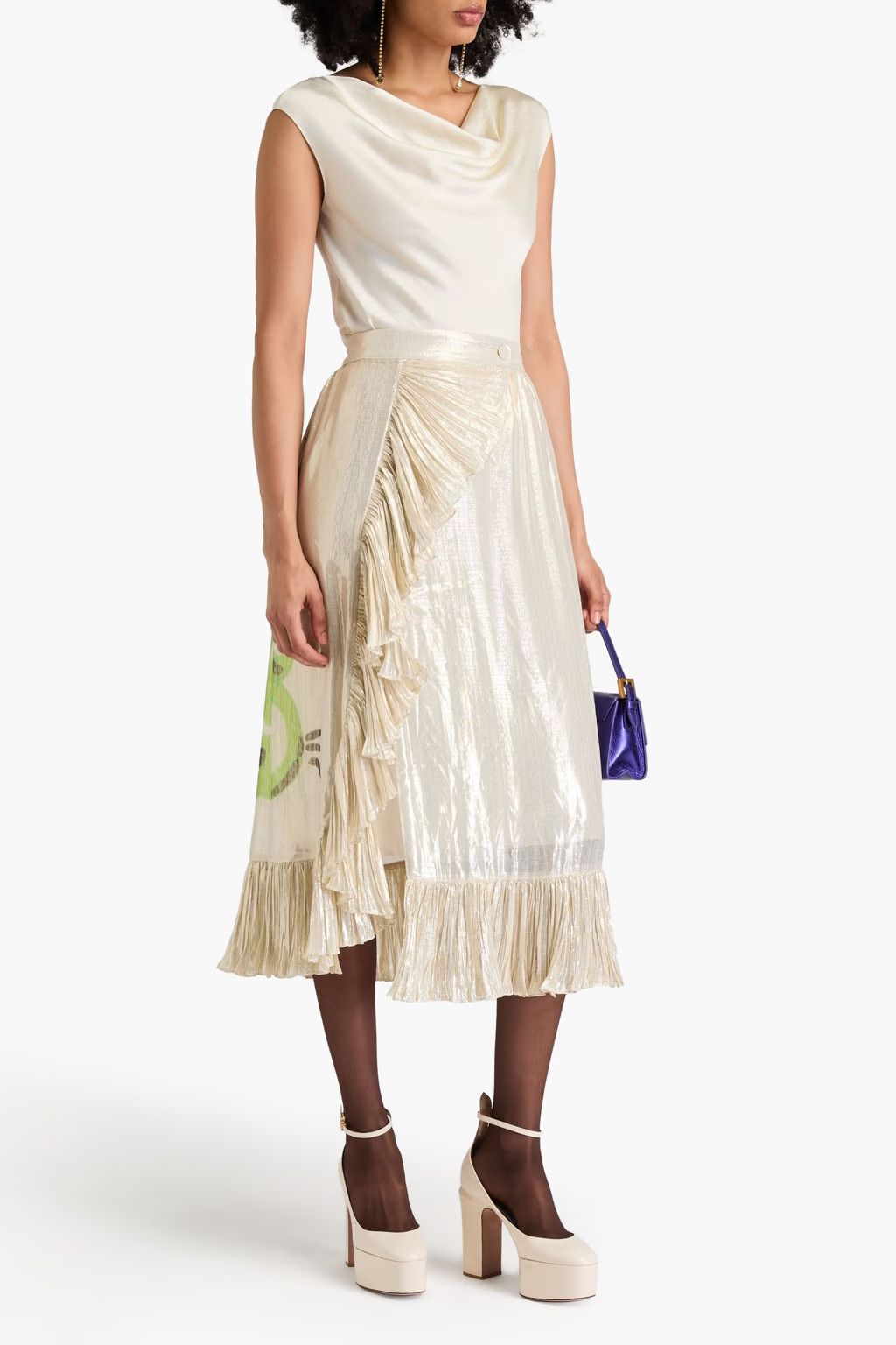 Gucci o1y0925 Metallic Midi Skirt in Multicolor Size 27" / US 4 / IT 40 - 2 Thumbnail