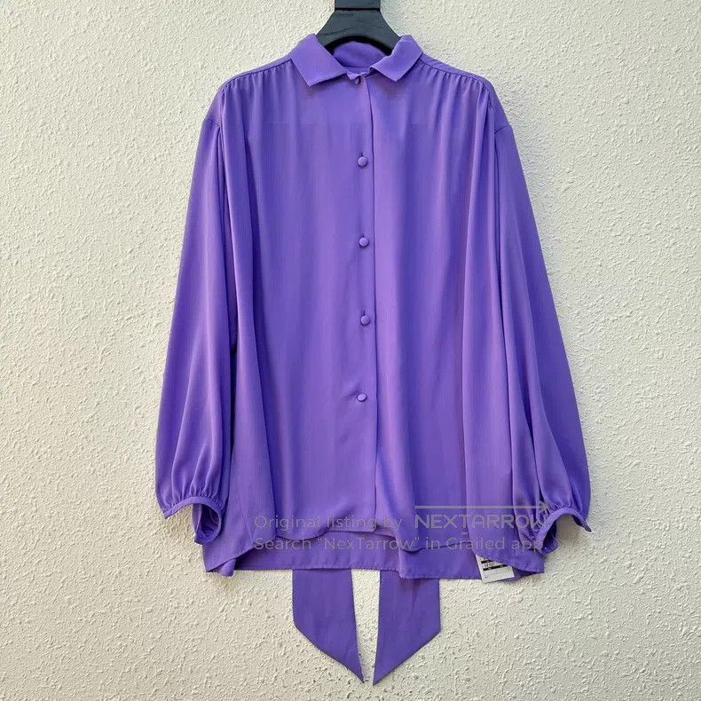 Balenciaga Purple Ribbon Back Logo Shirt