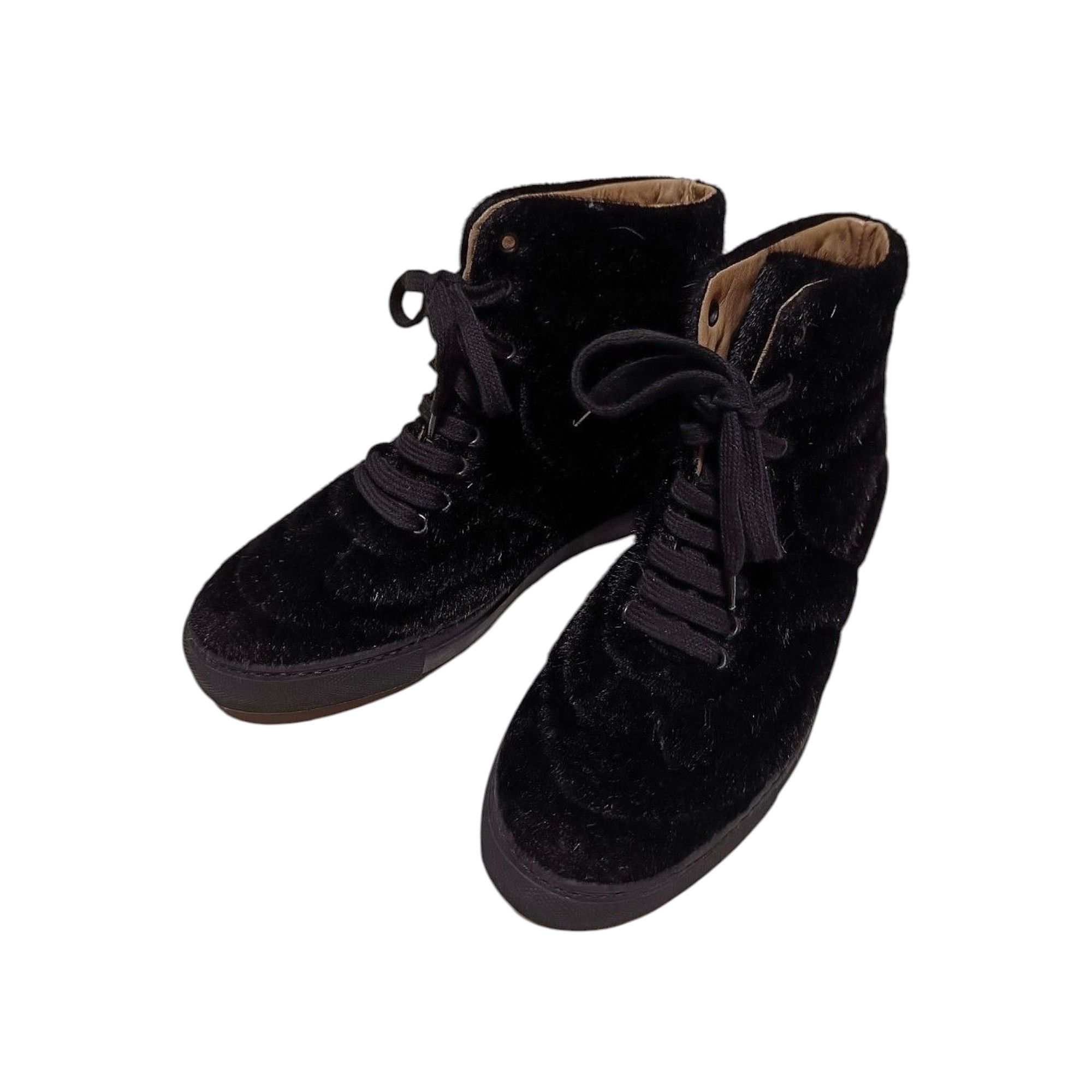 MM6 × Maison Margiela MM6 by Maison Martin Margiela Black Faux Fur Hightop Sneaker Size US 8 / IT 38 - 1 Thumbnail