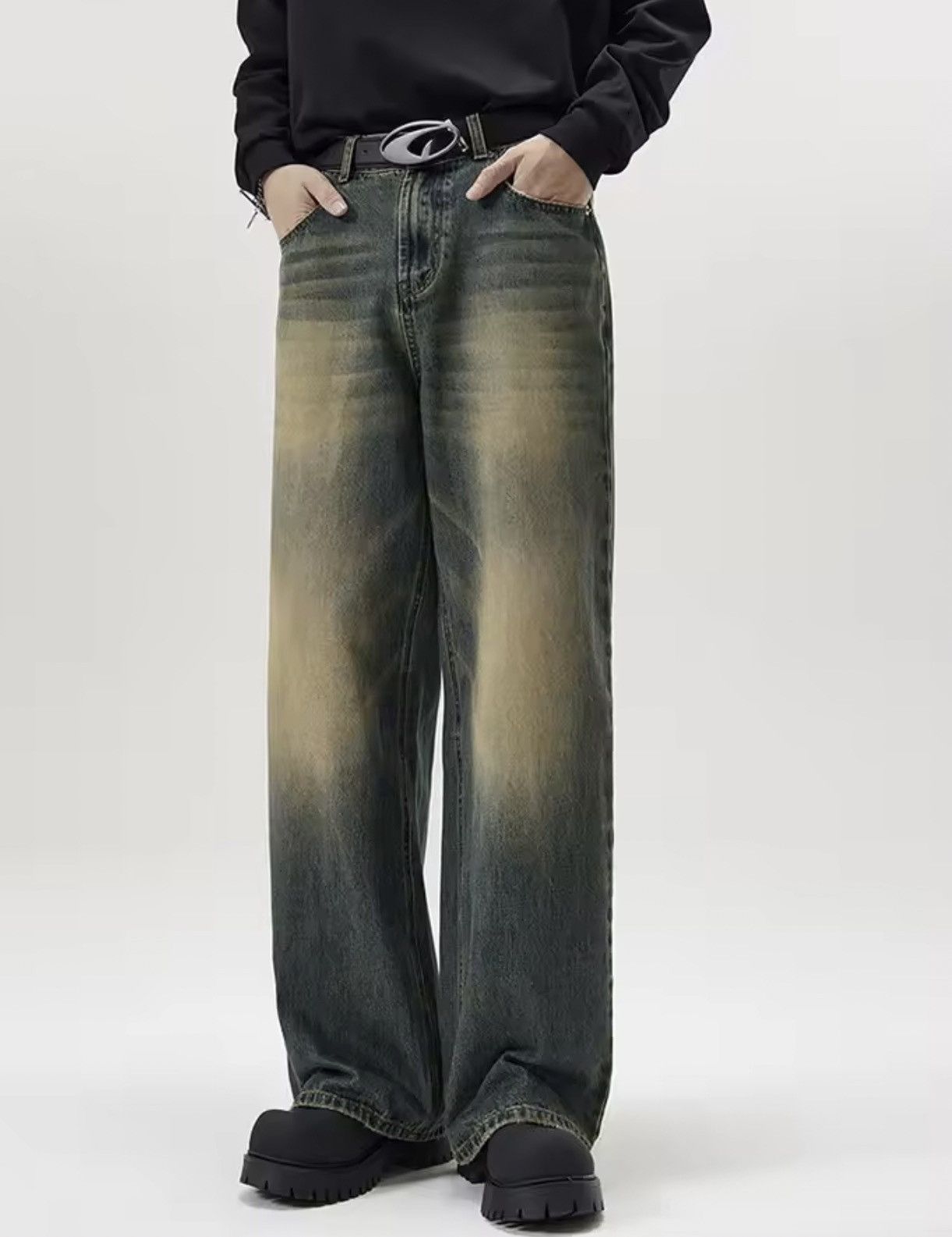 Japanese Brand DISTRESSED BAGGY WIDE LEG DENIM Size US 34 / EU 50 - 1 Thumbnail