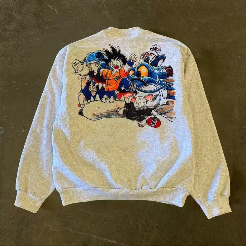 Japanese Brand Grey retro street style dragon ball print sweatshirt y2k Size US L / EU 52-54 / 3 - 1 Thumbnail