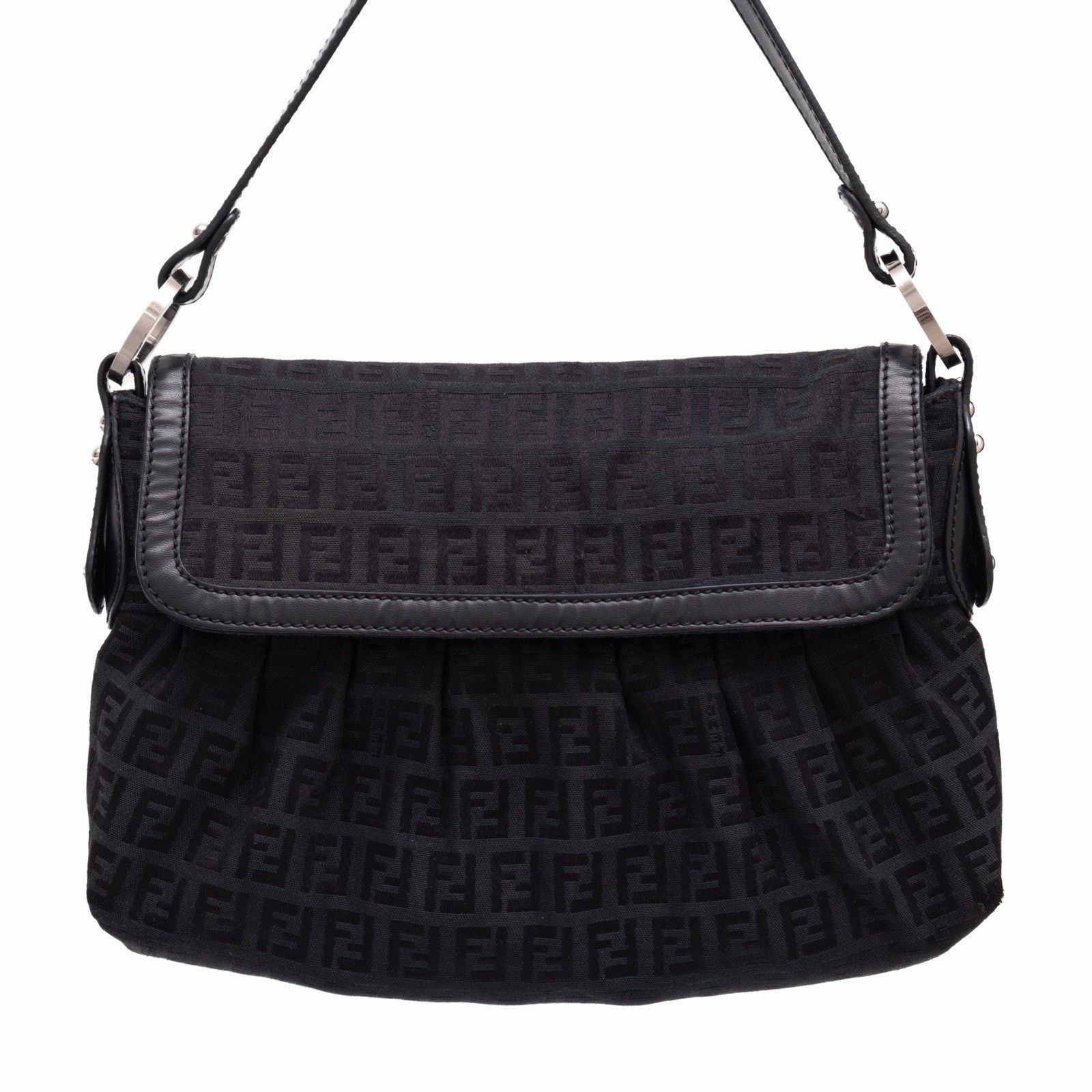 Fendi FENDI Black Zucchino FF Smal Chef Canvas Bag Hobo Shoulder Size ONE SIZE - 2 Thumbnail