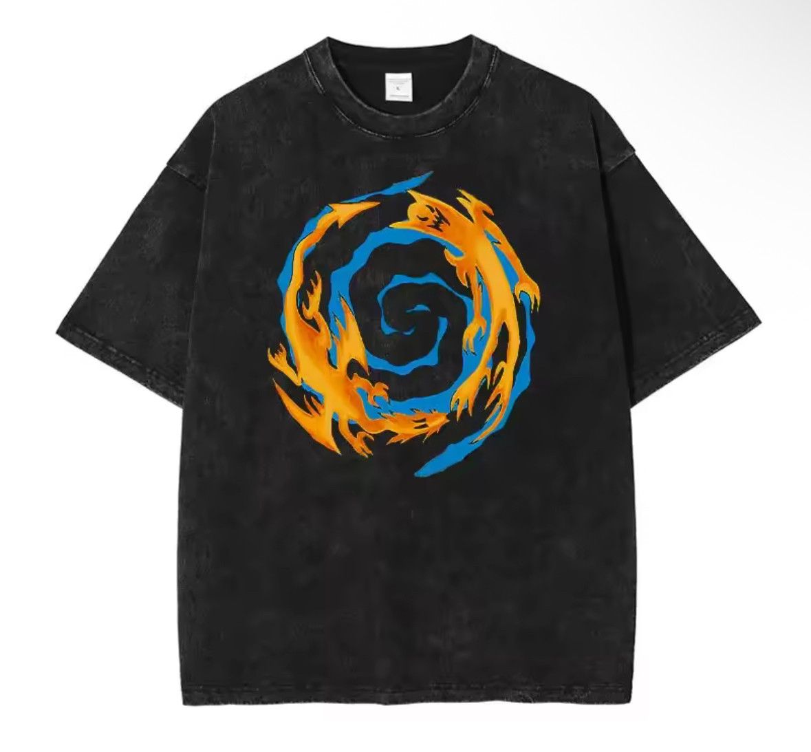 Japanese Brand Gothic Dragon Flower Print Washed Short Sleeve T-Shirt Size US L / EU 52-54 / 3 - 1 Thumbnail