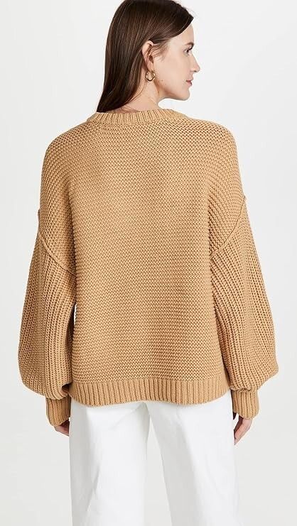 Free People Free People Dream Cable Crew Sweater in Camel Tan ( L ) Size L / US 10 / IT 46 - 2 Thumbnail