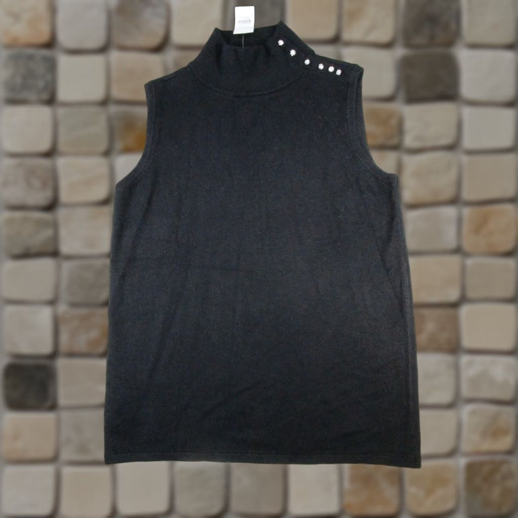 Ann Taylor VINTAGE Ann Taylor Vest Shirt Womens M Black Knit Mock Neck Sleeveless Sweater Casual Womens Size M / US 6-8 / IT 42-44 - 1 Thumbnail