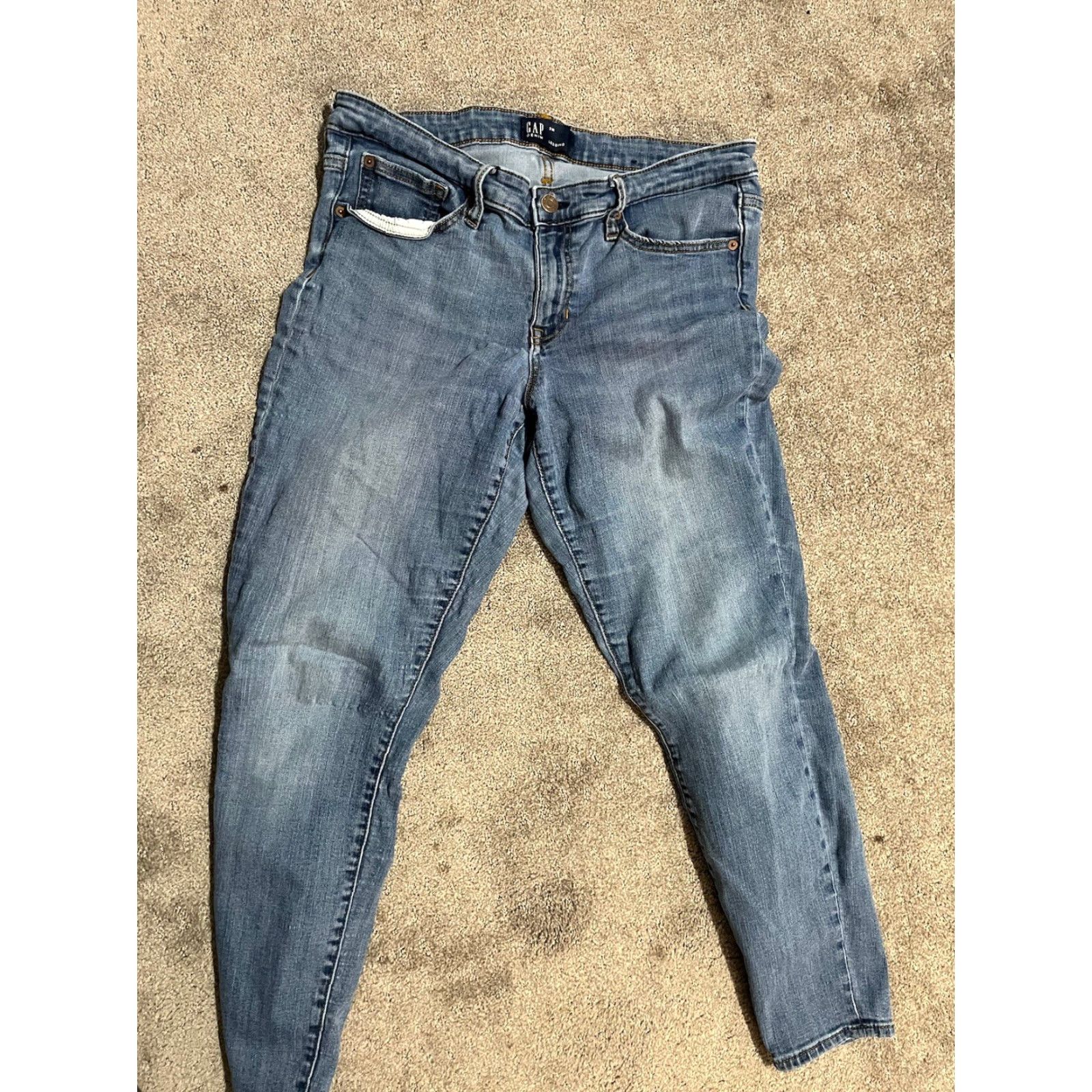 Gap Gap Jeans Womens 31R Medium Wash Blue Denim Solid Legging Size 24" / US 00 / IT 34 - 3 Thumbnail