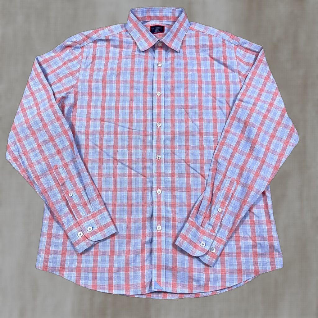 UNTUCKit UNTUCKit Shirt Men L Blue Plaid Button-Up Dress Casual Poplin Cotton Shirt Size US L / EU 52-54 / 3 - 1 Thumbnail