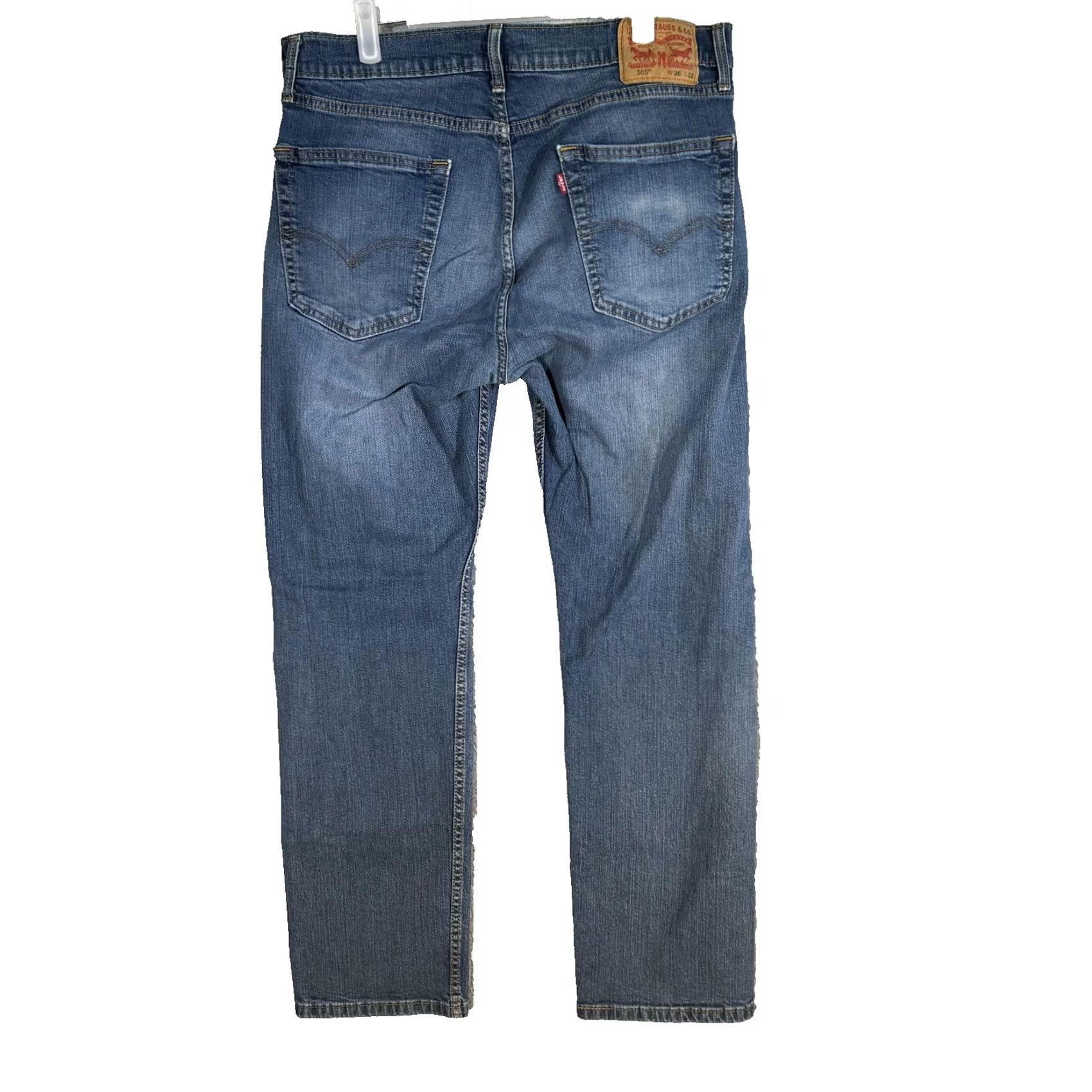 Levi's Levi's 505 Jeans Mens 36x32 Blue Medium Wash Denim Baggy Fit Whiskered Straight Jeans Mens Regular Blue Size US 36 / EU 52 - 2 Thumbnail