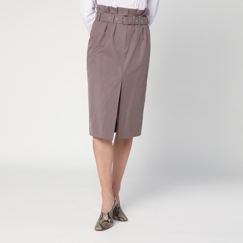 Dries Van Noten Dries Van Noten Taupe Skirt In Cotton With Belt Size 30" / US 8 / IT 44 - 1 Thumbnail