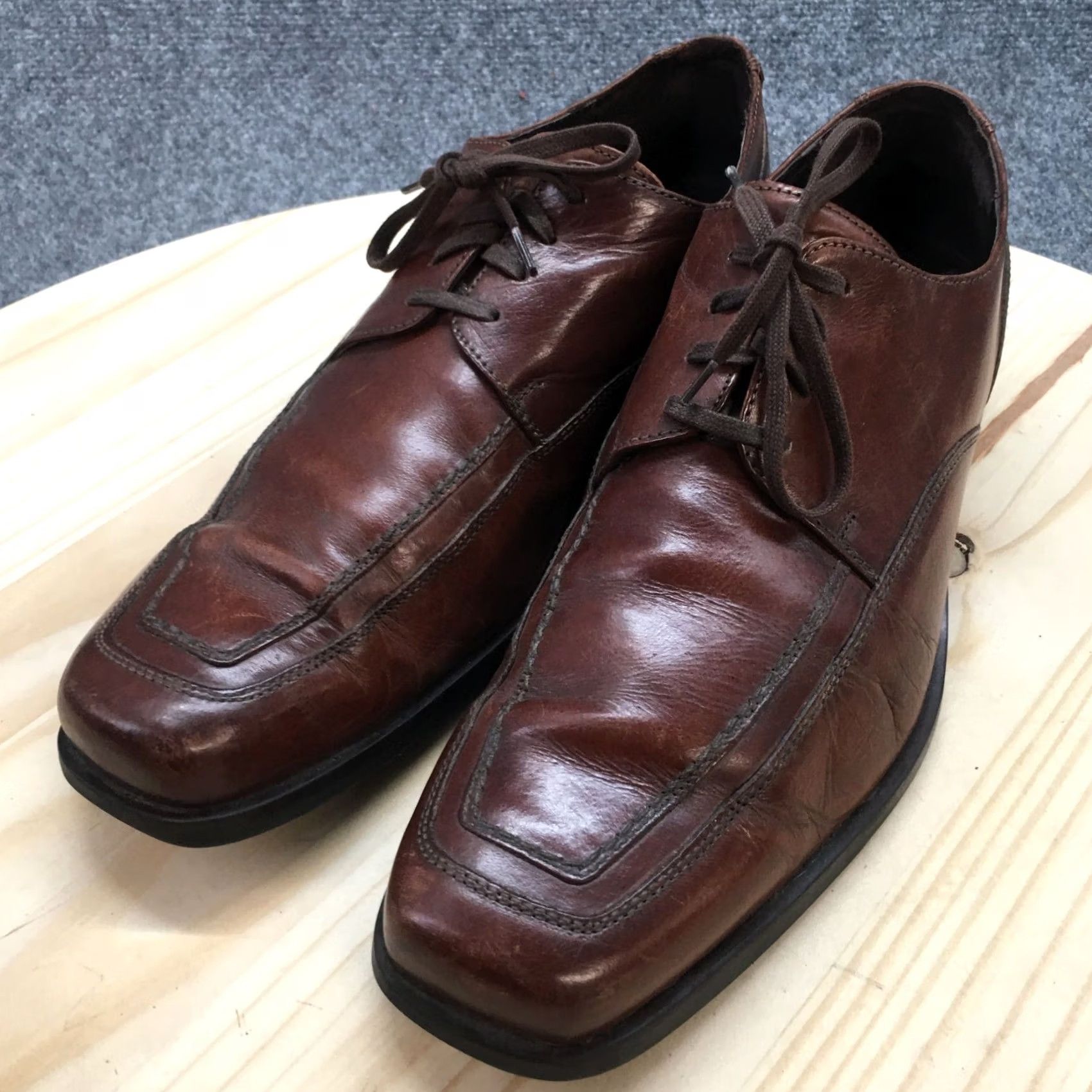 Vintage Bachrach Shoes Mens 10.5 Square Toe Oxford Casual Brown Leather Lace Up Low Top Size US M / EU 48-50 / 2 - 3 Thumbnail