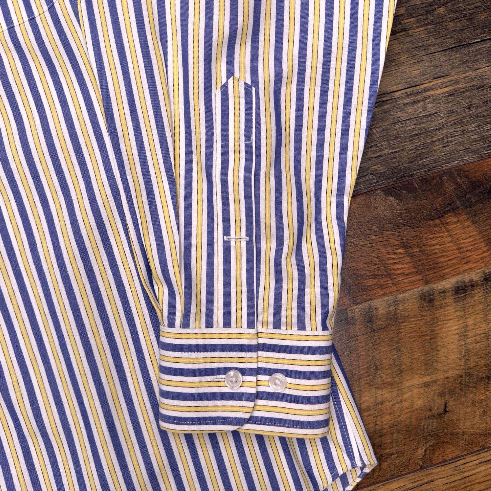 Neiman Marcus Neiman Marcus Shirt Mens 16 Slim Button Up Dress Shirt Yellow Striped 100% Cotton Wrinkle Resistant Size US L / EU 52-54 / 3 - 6 Thumbnail