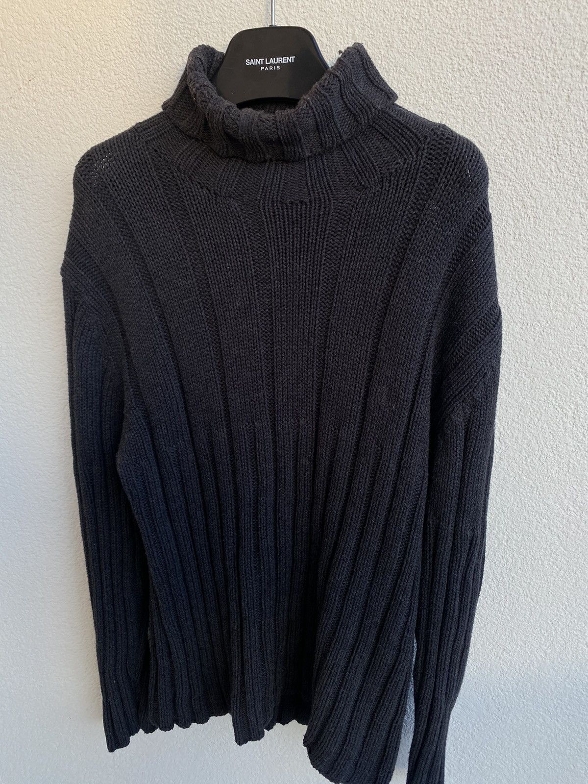 Yves Saint Laurent Thick YSL Sweater Turtleneck Black/Grey Size US L / EU 52-54 / 3 - 3 Thumbnail