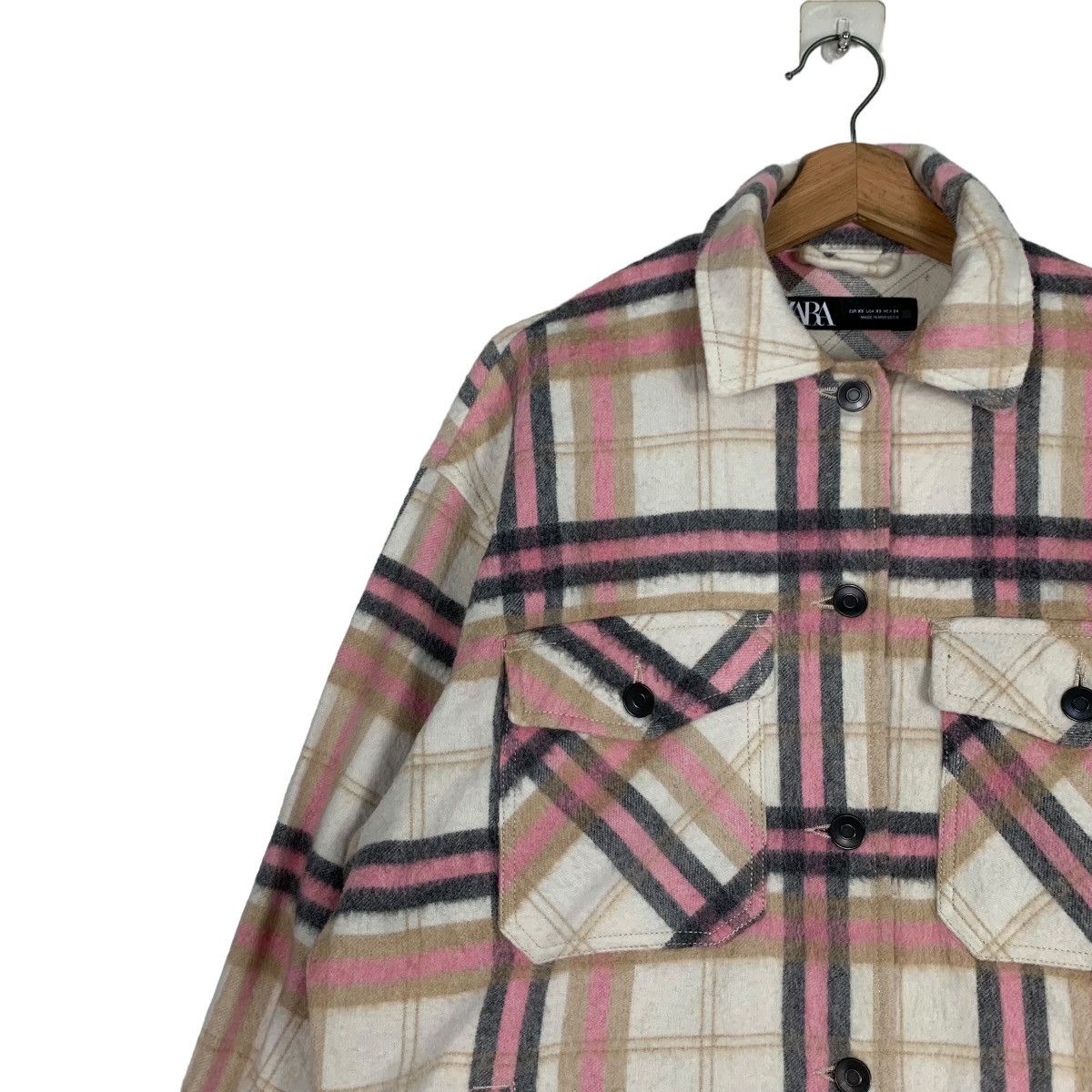 Zara ZARA CHECKED PLAID TARTAN PINK FLANNEL #0330-C15 Size XS / US 0-2 / IT 36-38 - 7 Thumbnail