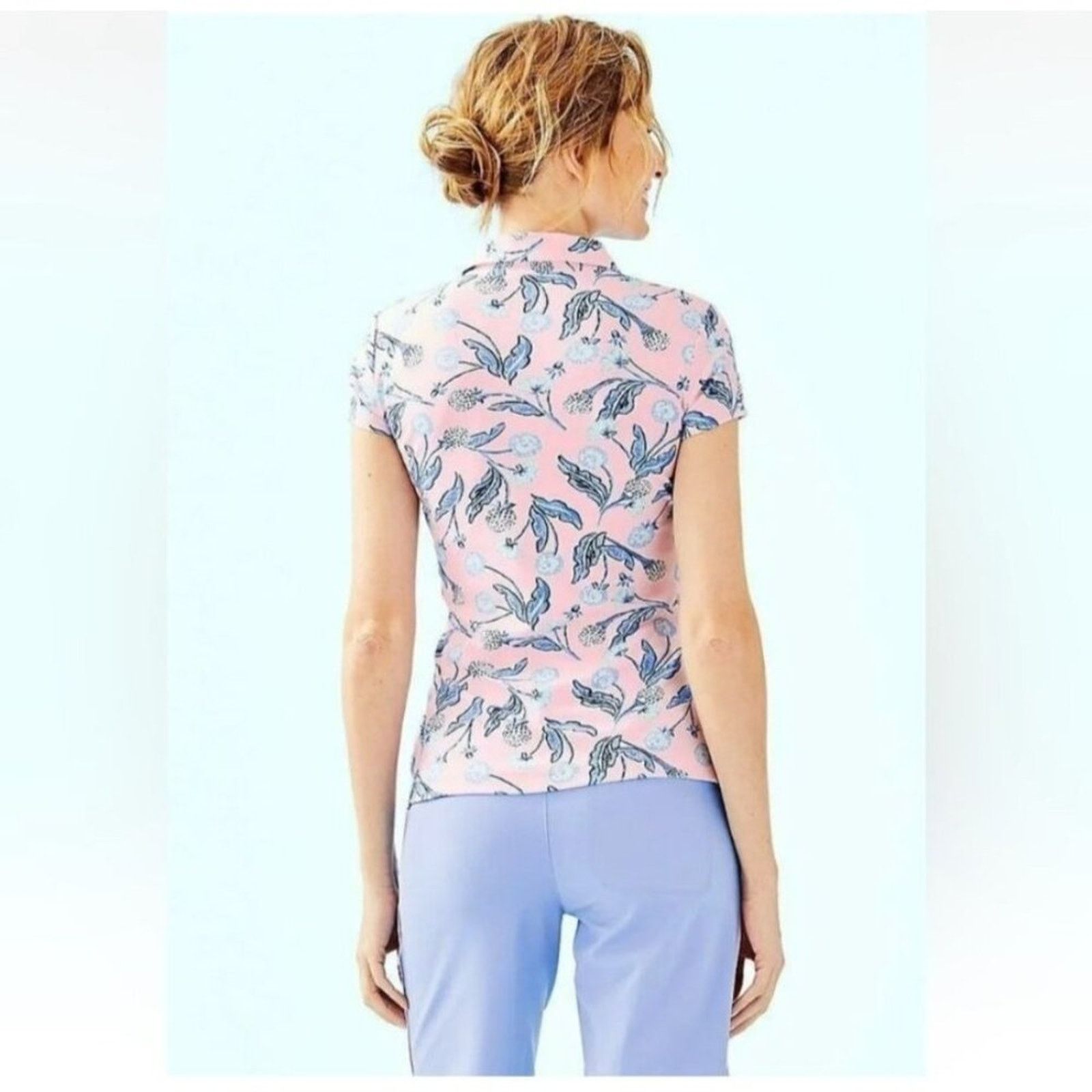 Lilly Pulitzer Lilly Pulitzer Luxletic Meryl Nylon Pique Top L Pink Tropic Size L / US 10 / IT 46 - 2 Thumbnail