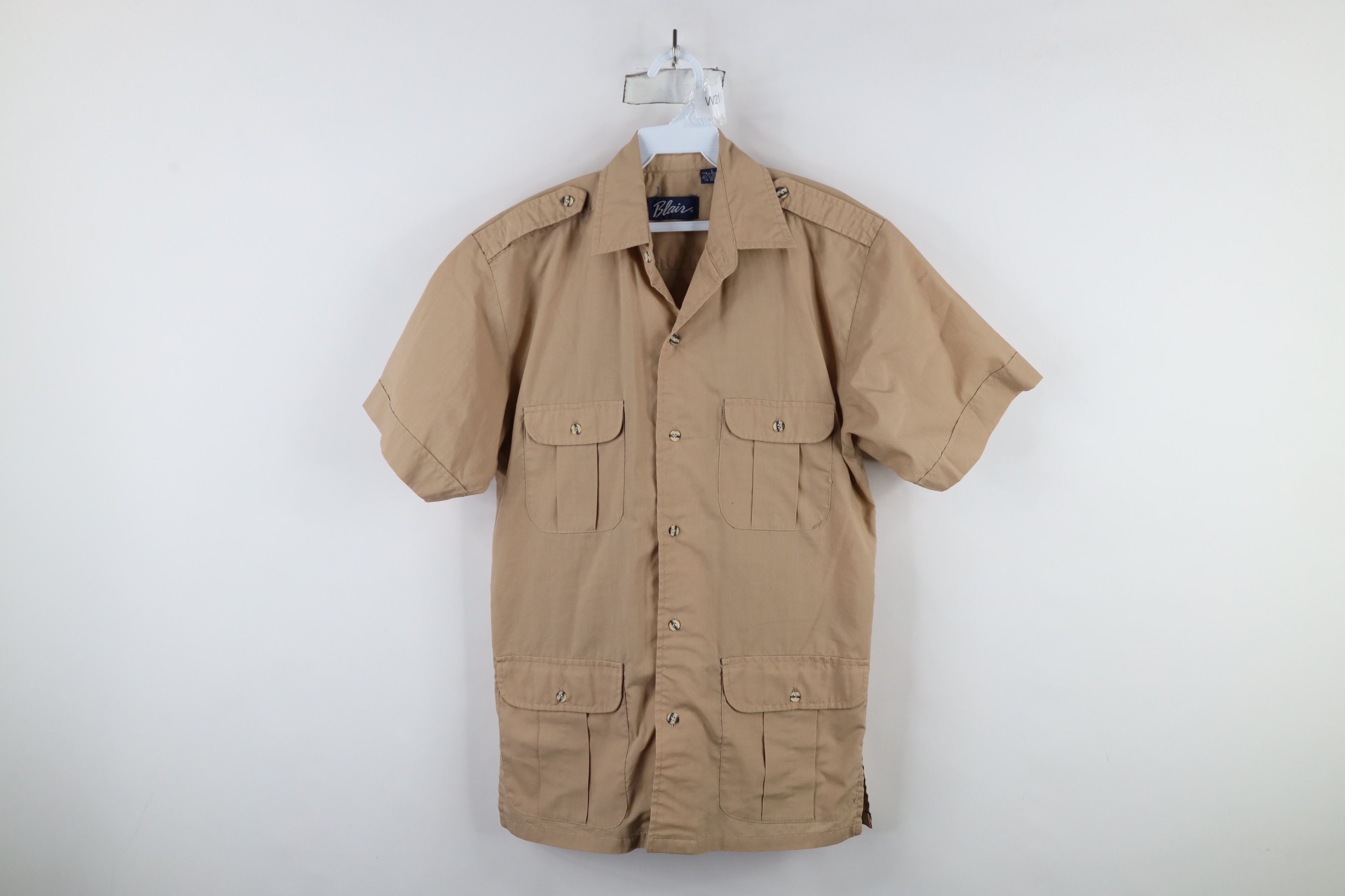 Vintage Vintage 90s Streetwear Safari Bush Button Shirt Beige Size US S / EU 44-46 / 1 - 1 Thumbnail