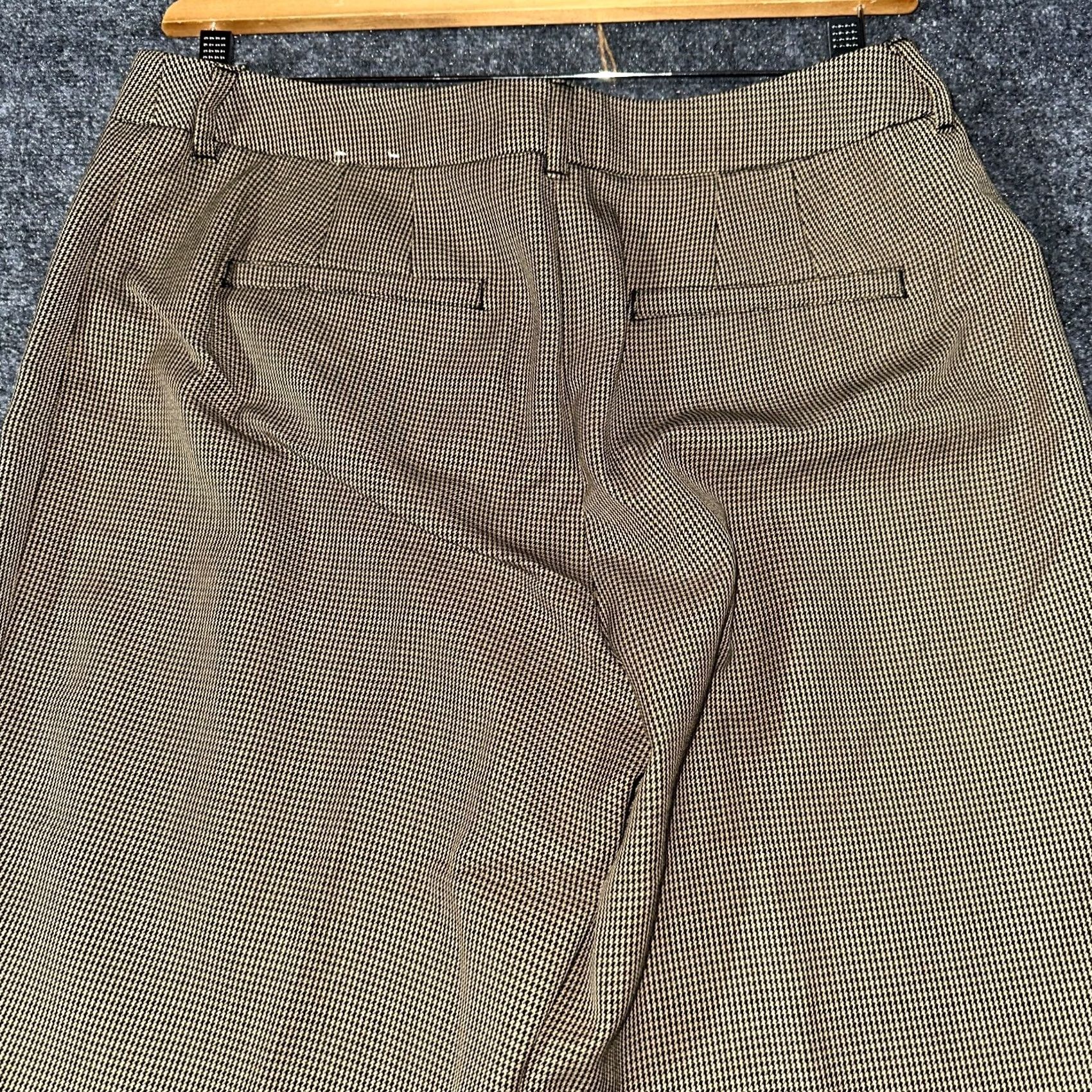 Vintage Chicos Pants Womens 8 Tan Black Trousers Herringbone Flat Front Straight Leg Dress Pants Size 30" / US 8 / IT 44 - 6 Thumbnail