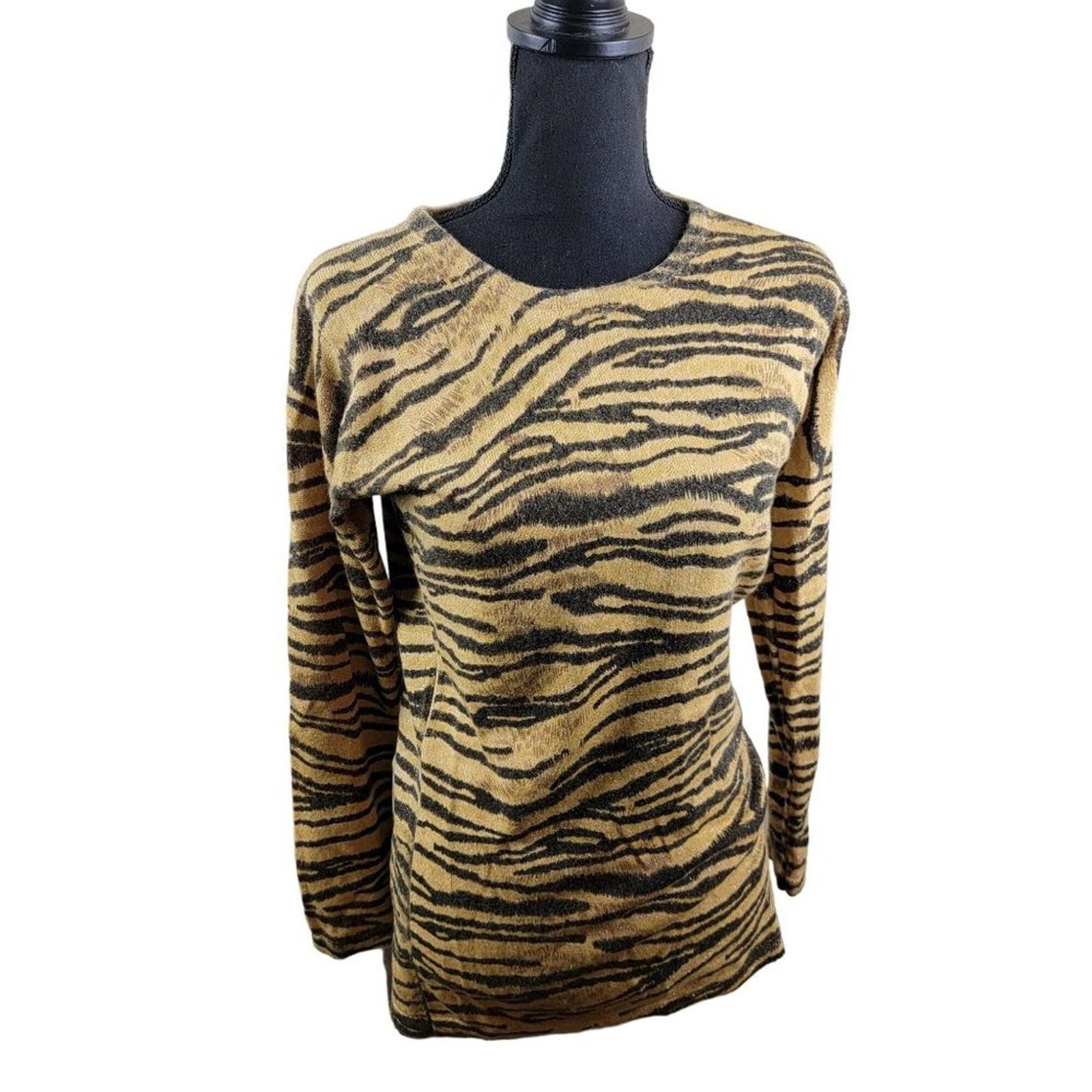 Vintage Objects Gold Leopard Print Sweater Top Size S / US 4 / IT 40 - 2 Thumbnail