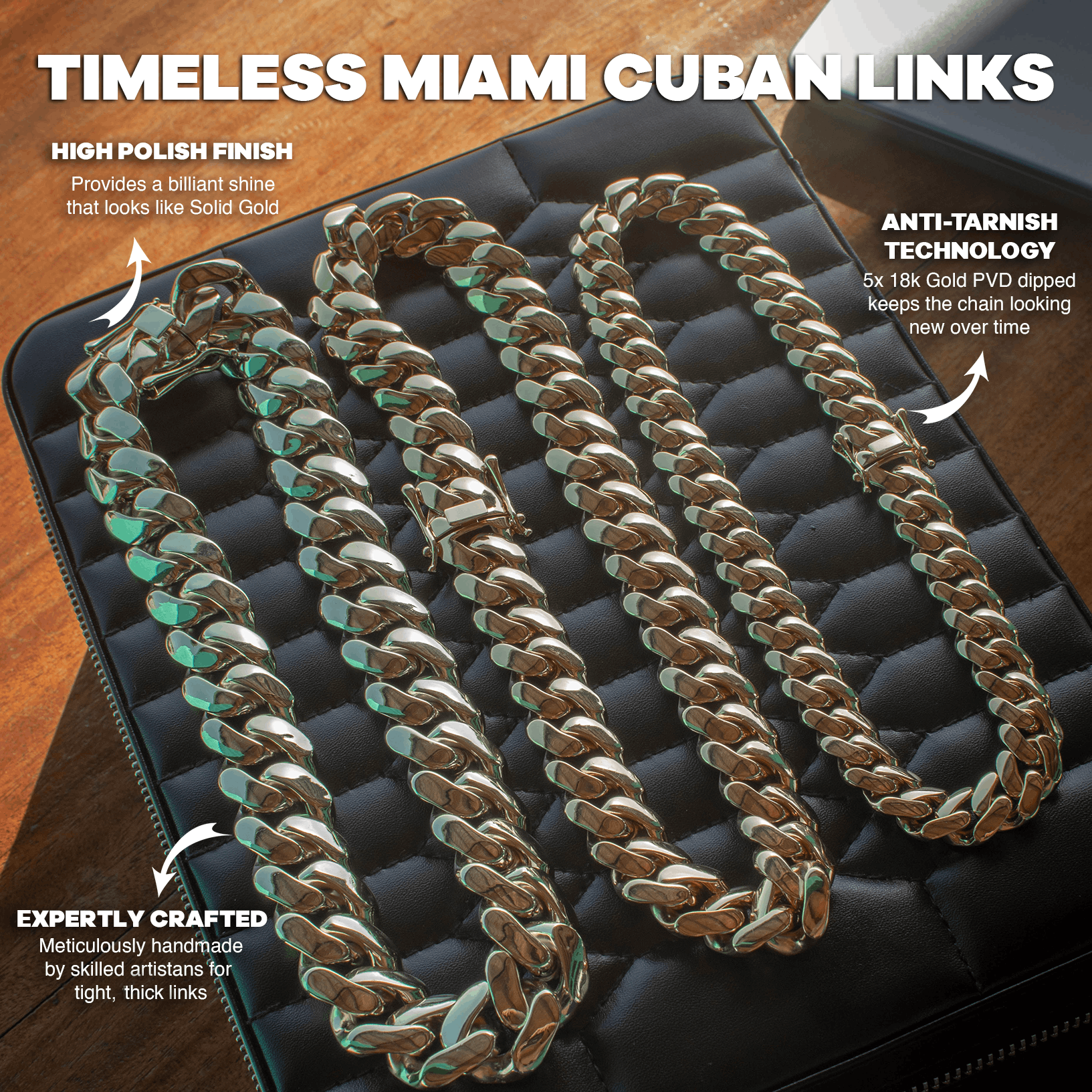 Other 18k Yellow Gold Handmade Miami Cuban Tight Link Chain Size ONE SIZE - 2 Thumbnail