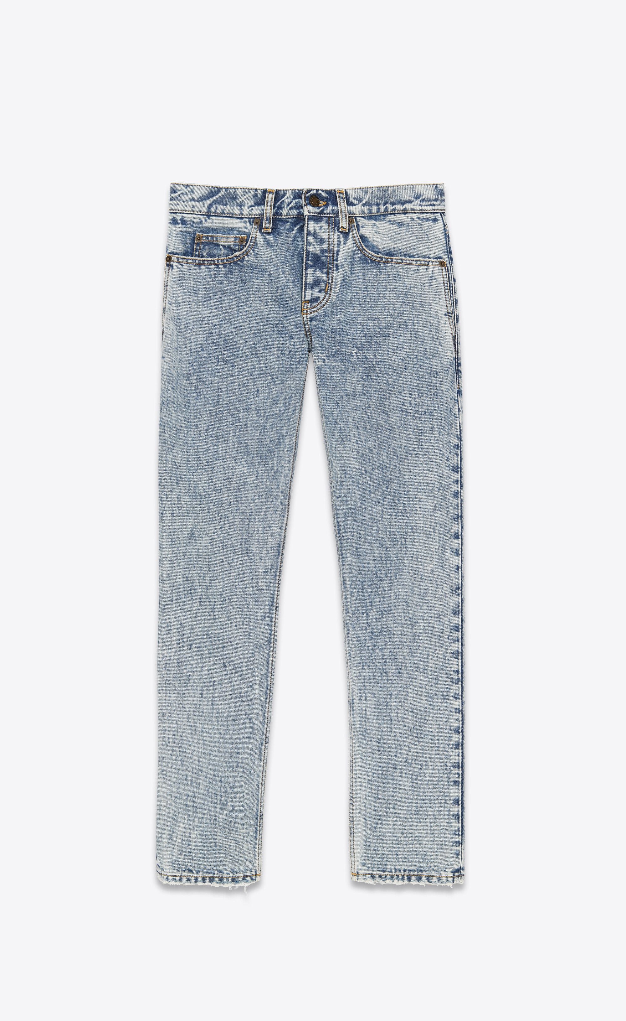 Saint Laurent Paris o1bcso1str1124 Etienne Pants In Heavy Marble in Blue Size US 27 - 1 Thumbnail