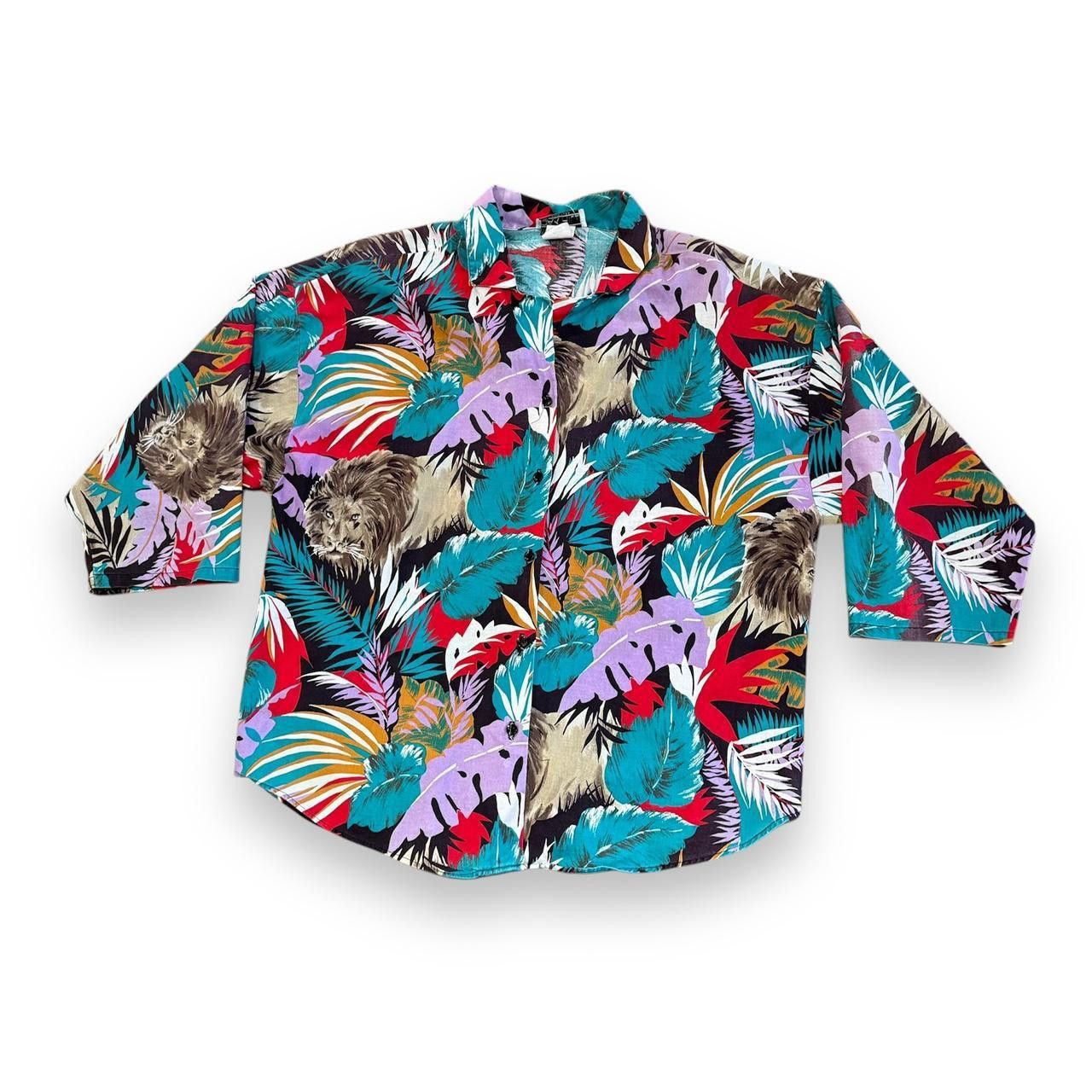 Designer Tropical Lion Button Up Size M / US 6-8 / IT 42-44 - 1 Thumbnail
