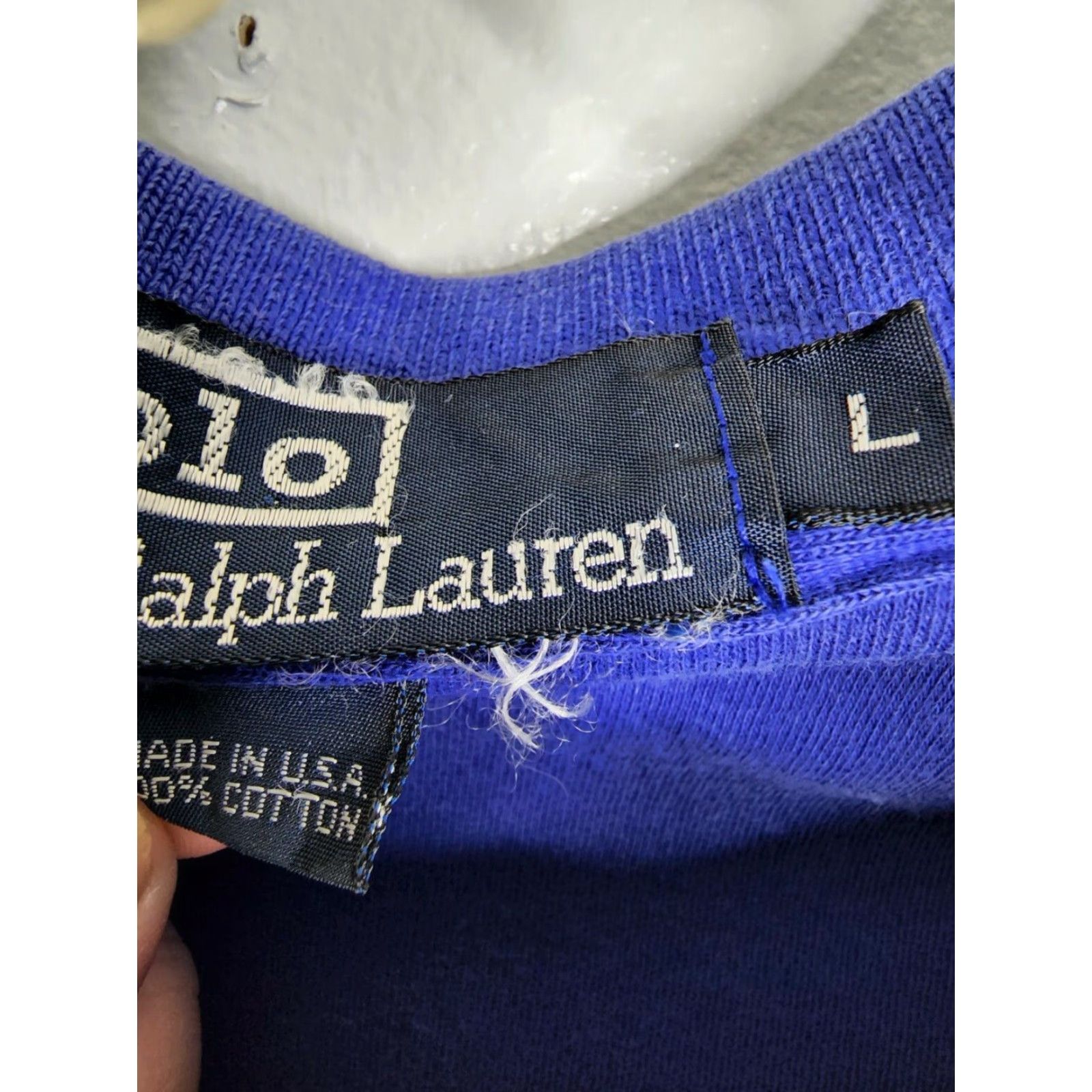 Ralph Lauren VINTAGE Ralph Lauren Polo Shirt Short Sleeve Mens L Blue 100% Cotton Logo Embroidered USA Golf Distressed Size US L / EU 52-54 / 3 - 5 Thumbnail